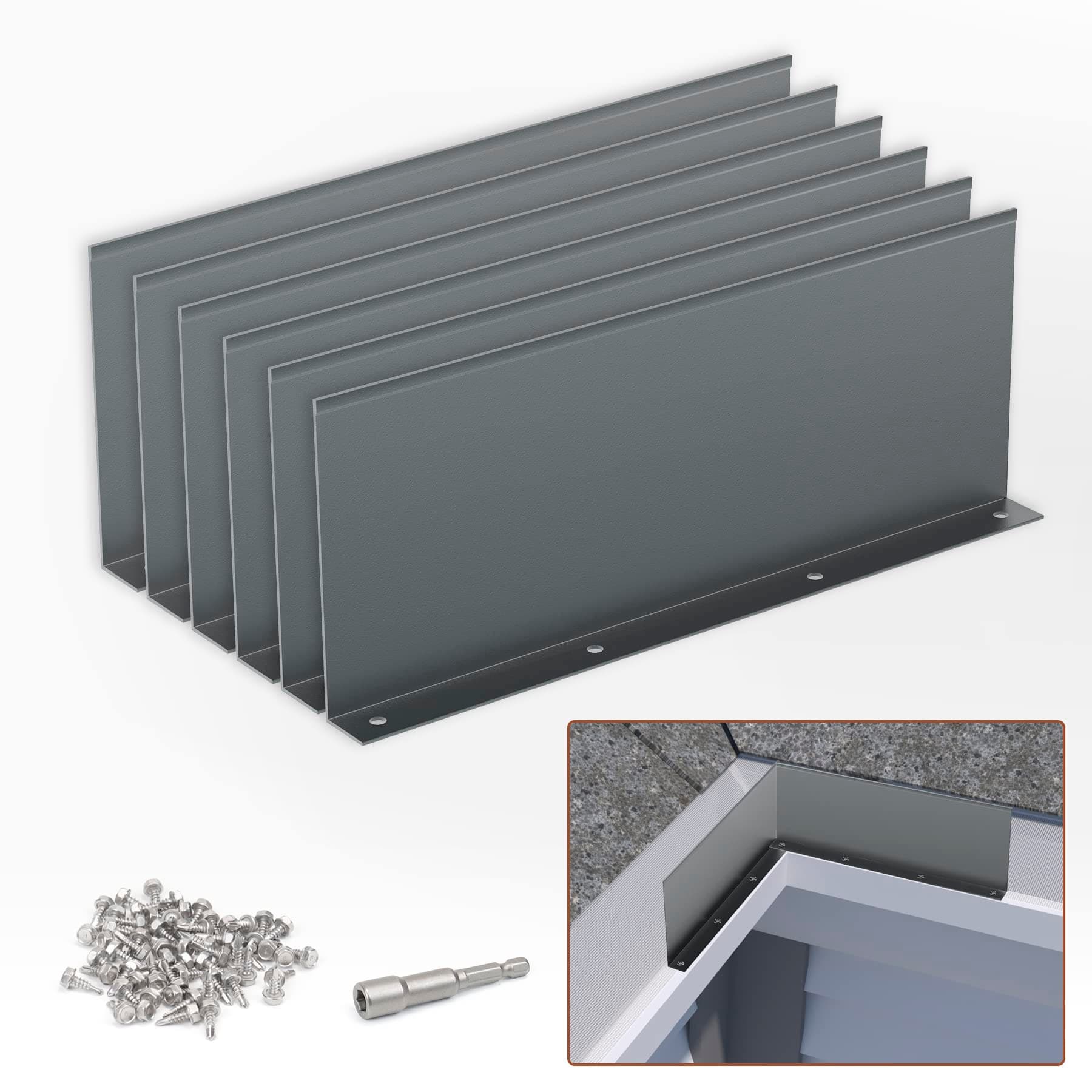 Gutter Valley Splash Guard,6 Pcs Aluminum Roof Valley Splash Shield Gutter Guard.for Straight,Flat Roofs,Corner,10 inch Each