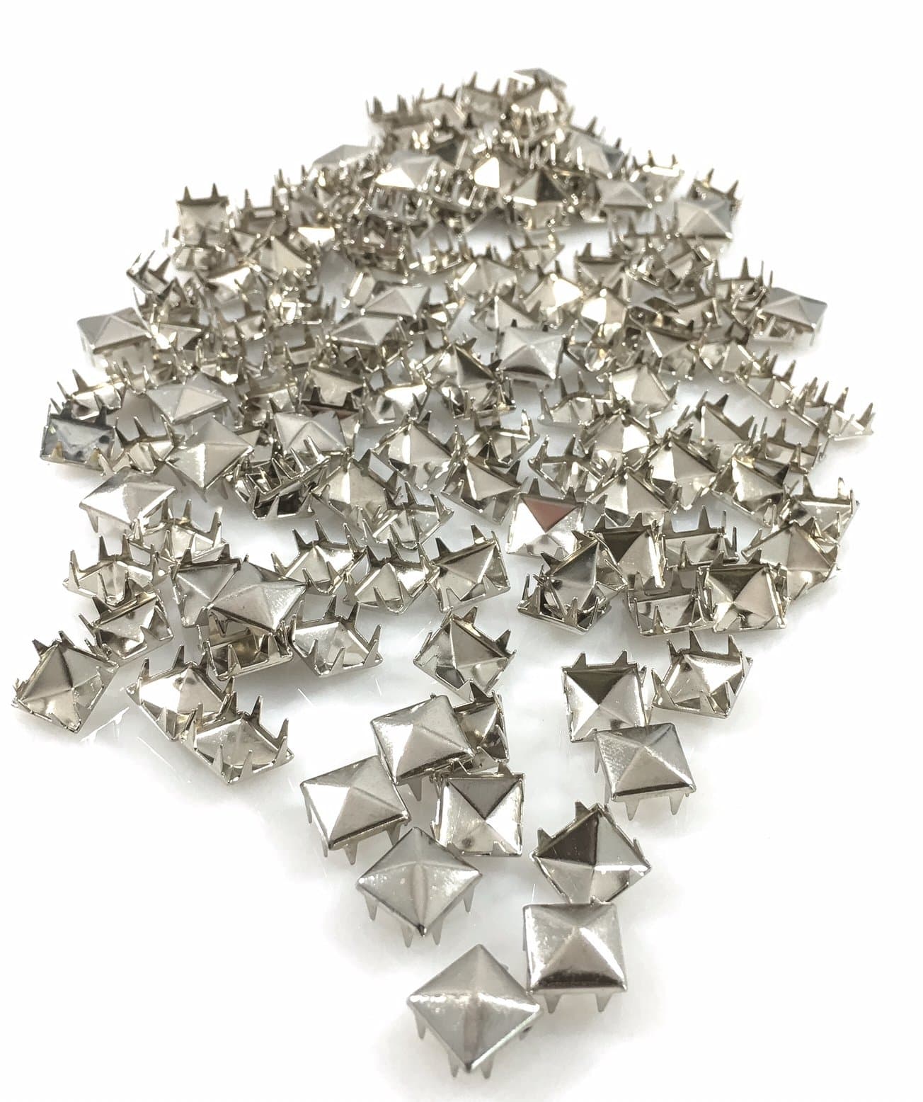 Nailheads - Spots - Studs - 100 pcs 9mm Pyramid Nailheads - Nickel - Premium Quality Brass Nailheads