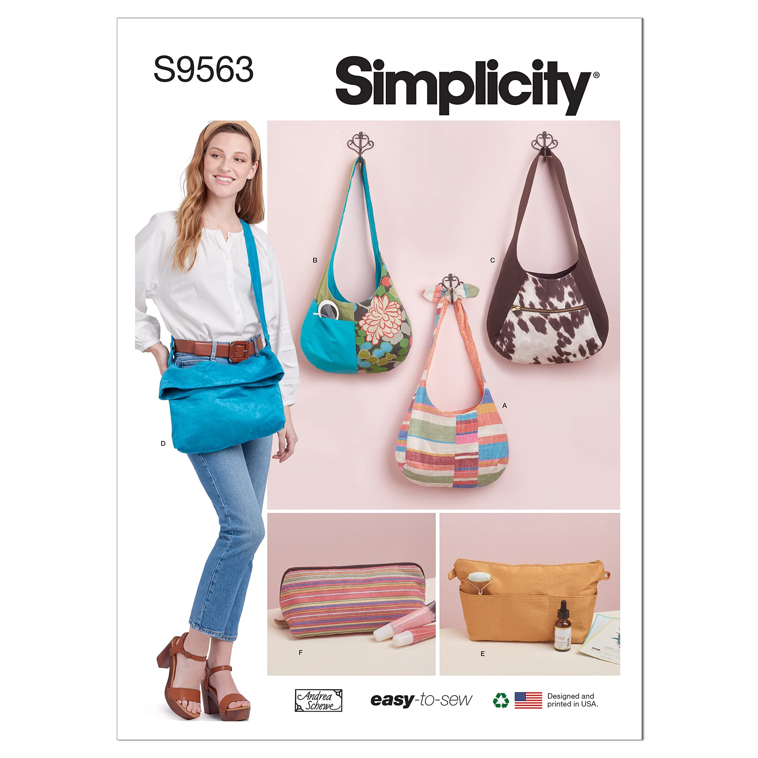 Simplicity SS9563OS Slouch Bags, Purse Organizer and Cosmetic Case OS One Size Only