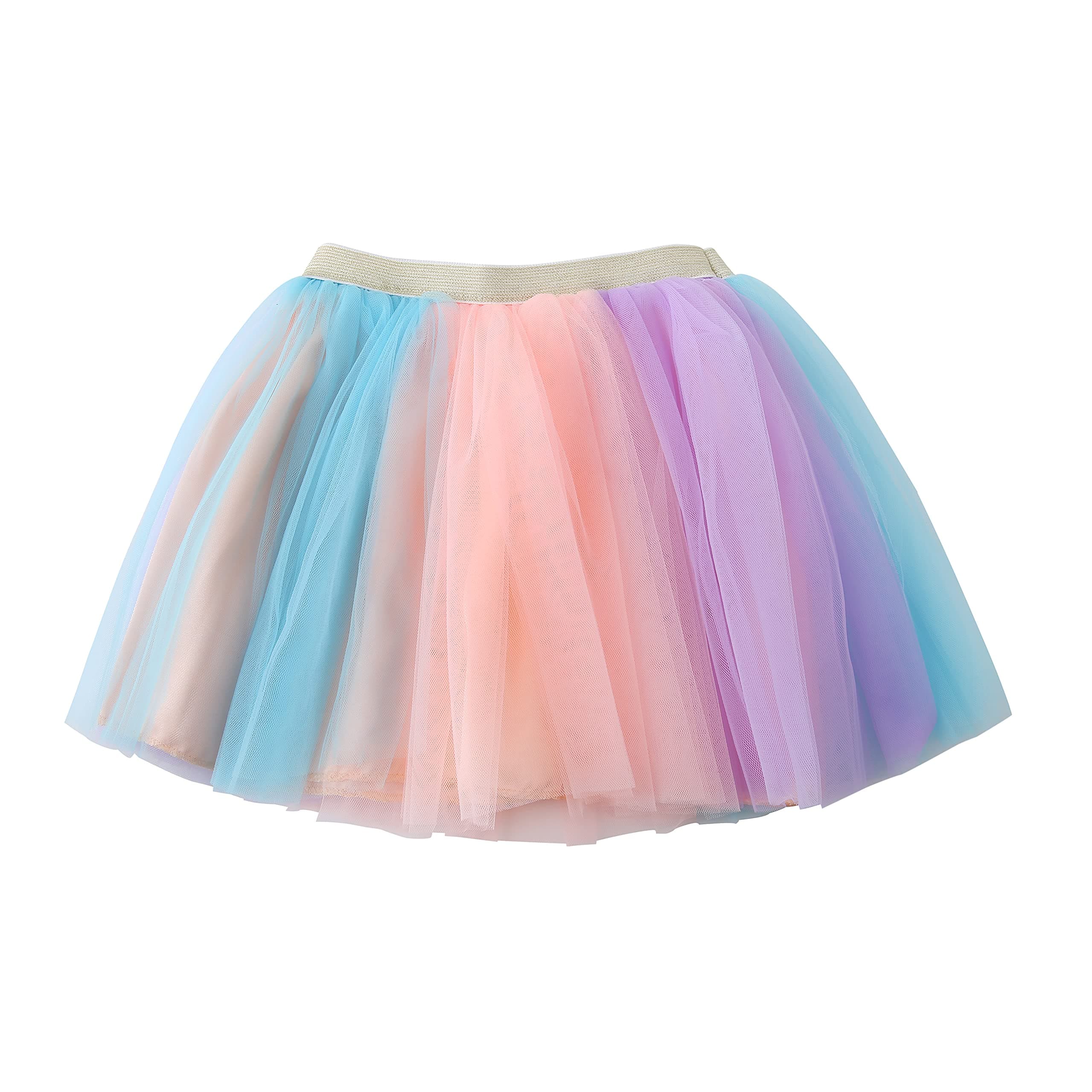 Girls Layered Rainbow Tutu Skirt Dance Dress Ruffle Tiered Clubwear