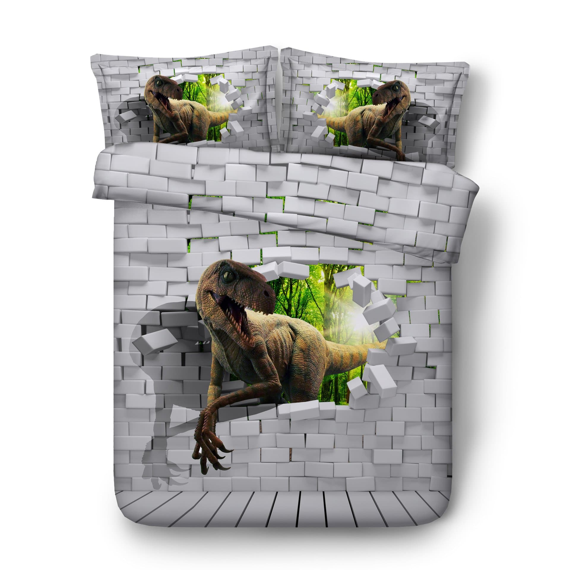 EsyDream Dinosaurs Kids Duvet Cover Twin Jurassic T-Rex Dinosaur Boys Bedding Sets 3PC Soft Microfibe T-Rex Raptors Dino Kids Bedding Set(1pc Duvet Cover 2pc Pillowcase)
