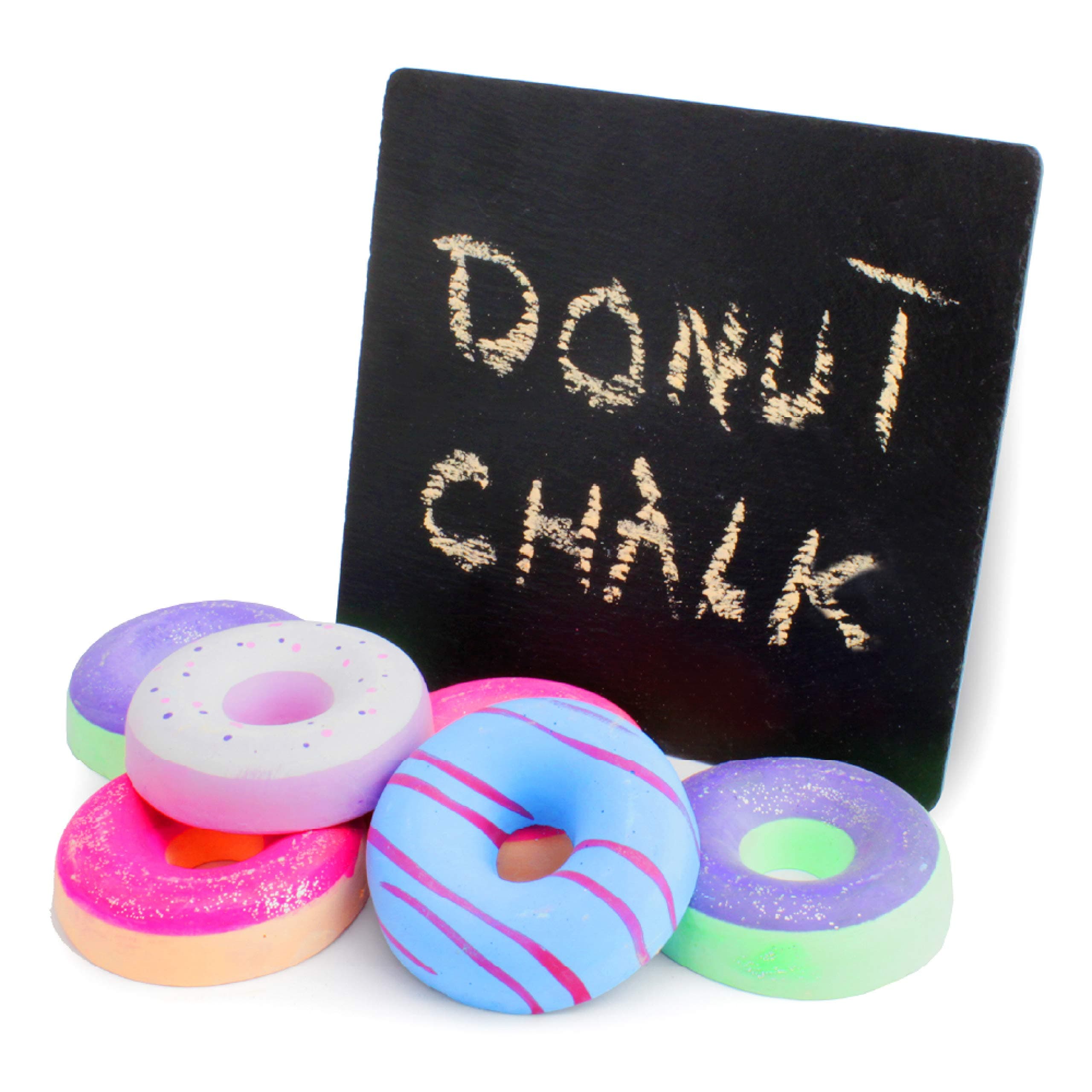 BoleyDonut Chalk - 6 Piece Set of Jumbo Multi-Colored Sidewalk Chalk for Indoor & Outdoor Use - Big Colorful Chalk Sets & Art Supplies for Kids