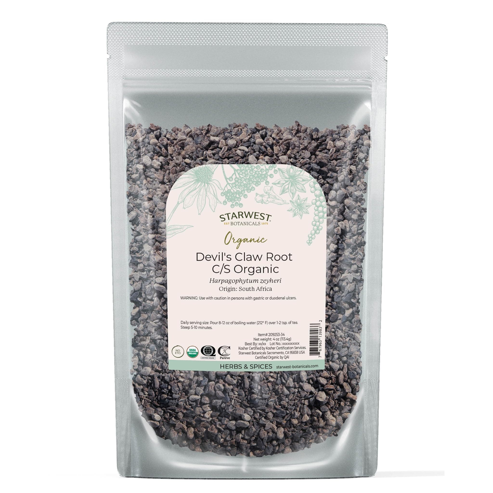 Starwest Botanicals Organic 's Claw Root Cut & Sifted, 4 Ounces