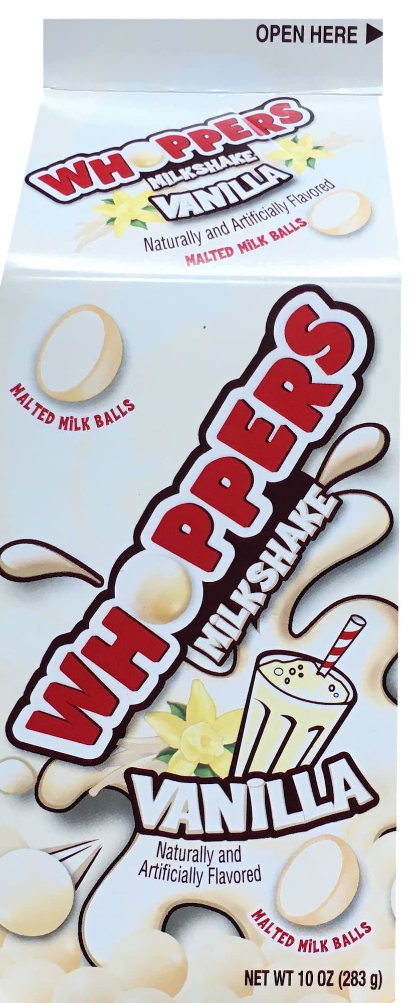 Whoppers Milkshake Vanilla Malted Milk Balls Net Wt 10 Oz Milk Carton Edition (1)