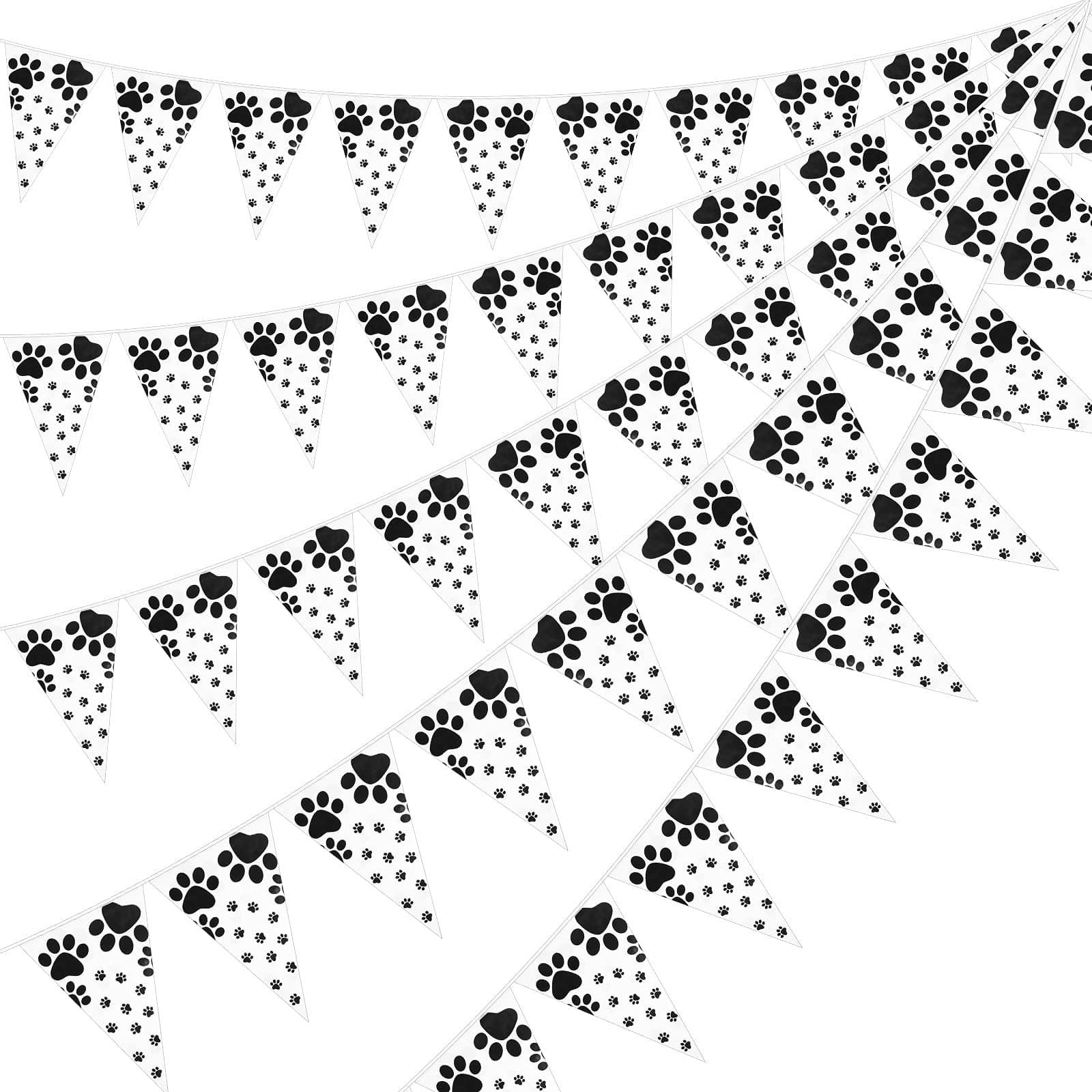 Tatuo 5 Pieces Dog Party Decorations Dalmatians Dog Birthday Banner Pet Paw Prints Pennant Bunting Banners Hanging Animal Pawprint Decorations for Pet Supplies, 7.9 x 11.4 Inch(Black)