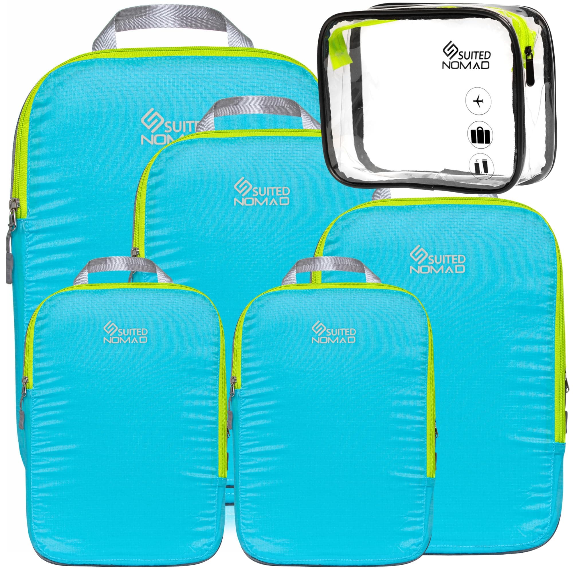 Ultralight Compression Packing Cubes Set, Suitcase and Backpack Travel Organiser Bags