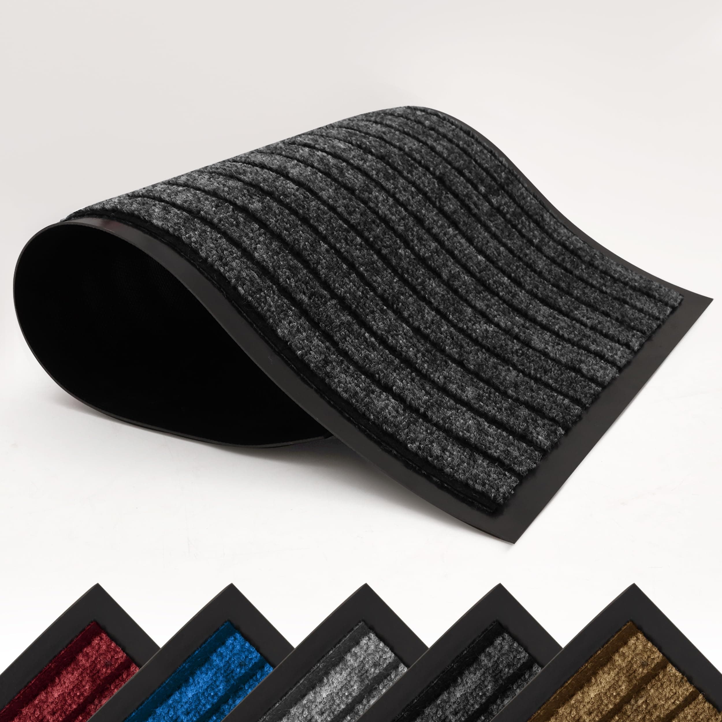 AMEHA Door Mat 50x80 Cm, Dirt Trapper for Indoor and Outdoor Door Mats Indoor, Washable Barrier Mat, Heavy Duty Non-Slip Entrance Rug, Shoes Scraper,Super Absorbent Front Door Mat Carpet,Black