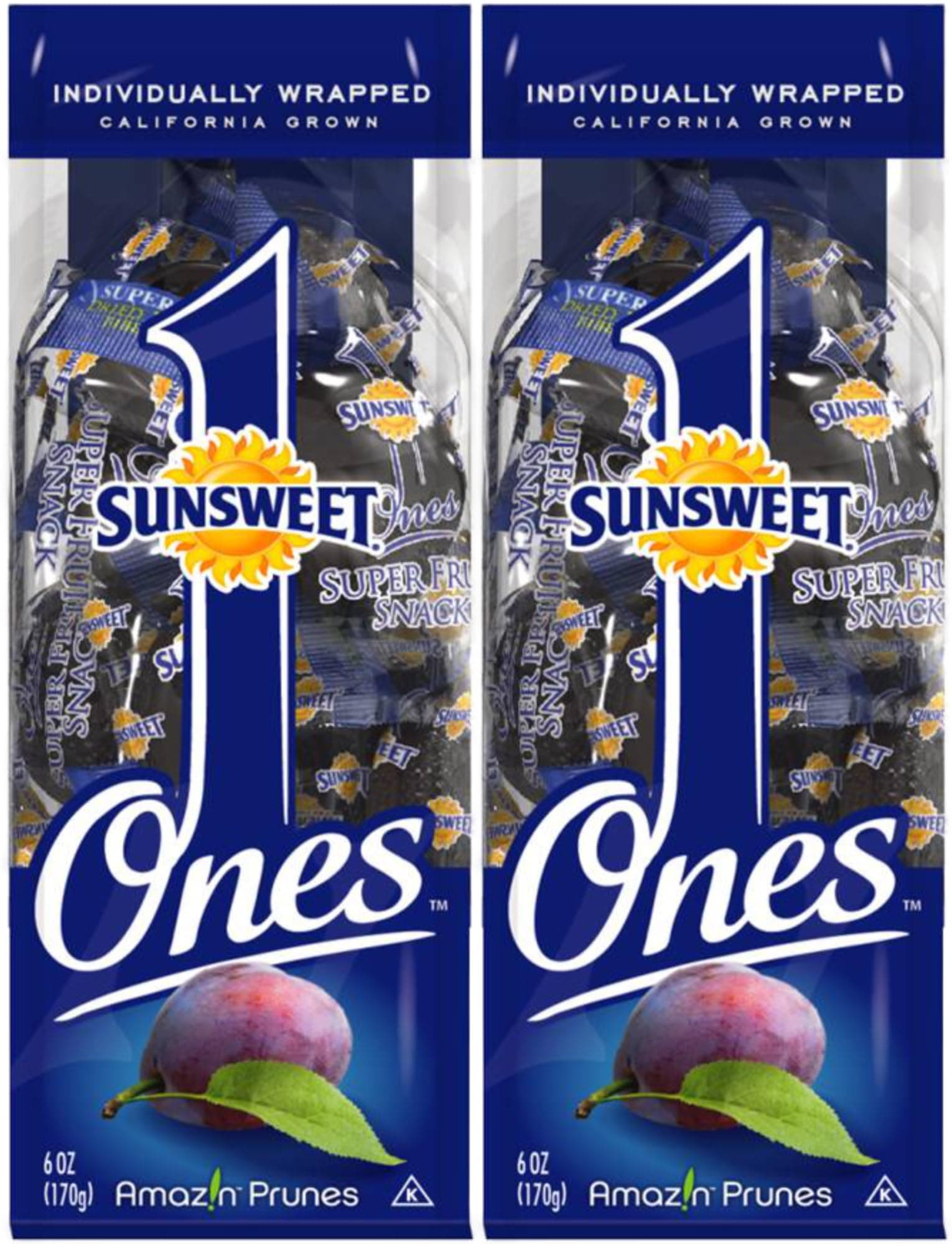 Gold Label Ones Super Select California Individually Wrapped Prunes 6.0 Ounces (Pack of 2)(Packaging May Vary)