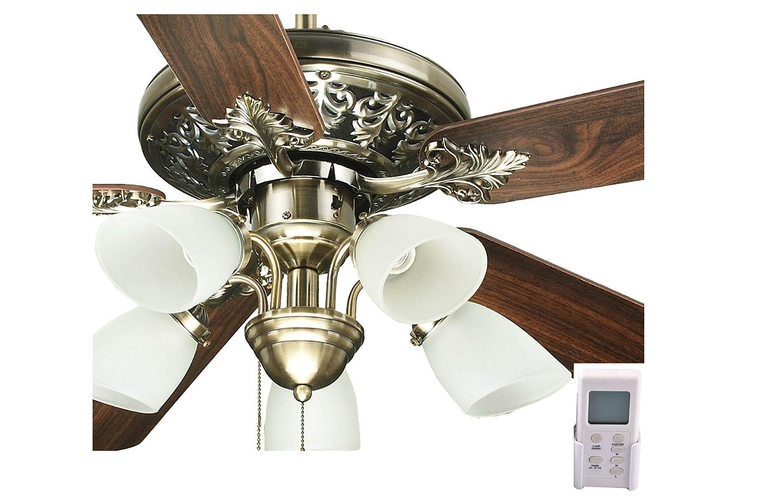 Luxury OL52016 52" Ceiling Fan With Light and Remote Antique Brass