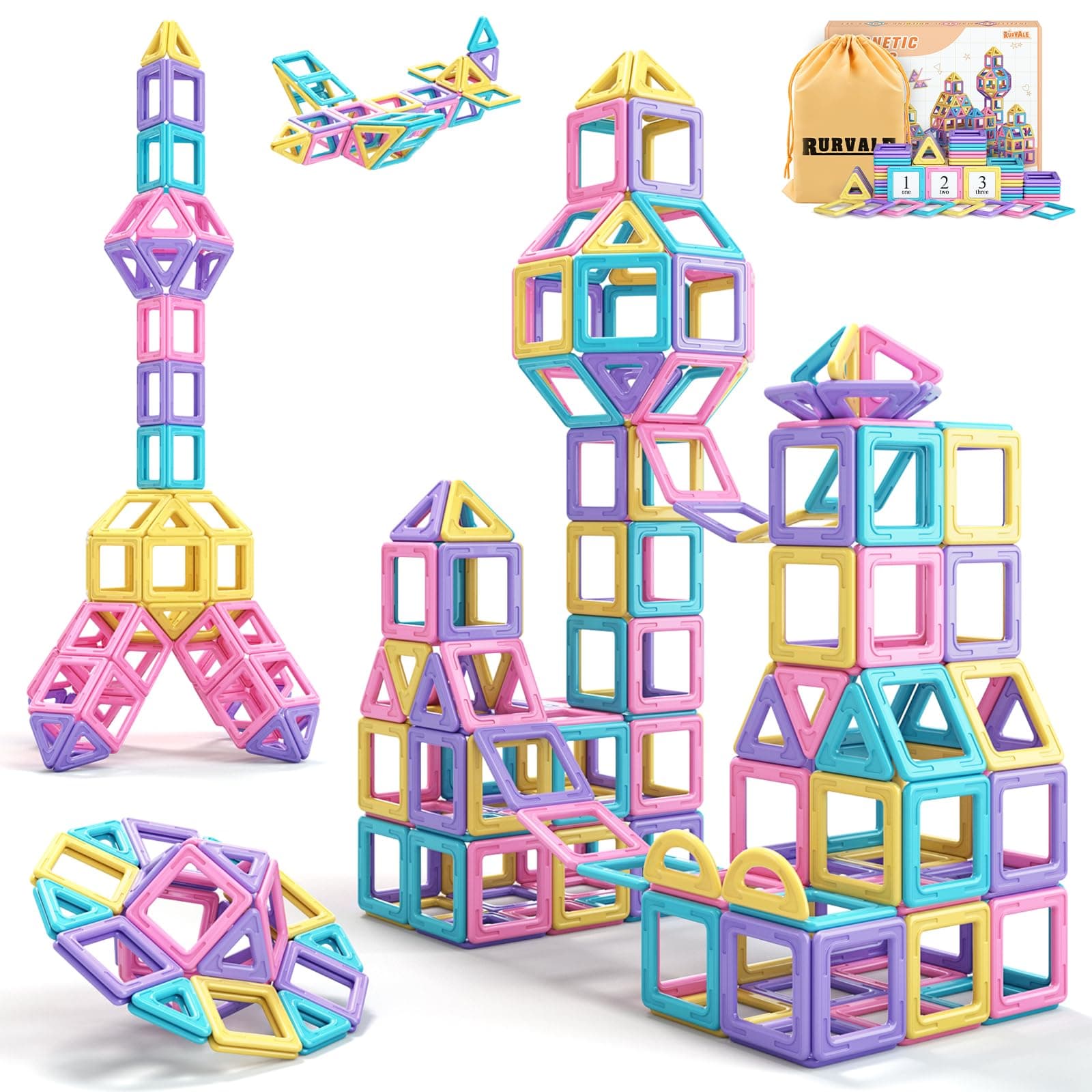 Toddler Girl Toys, Magnetic Tiles 44pcs, Birthday Gifts Ideas for Girls Age 3-5, Magnetic Building Blocks, Magnet STEM Montessori Toddler Kids Christmas Toys Gifts for 3 4 5 6 7 Year Old Girls