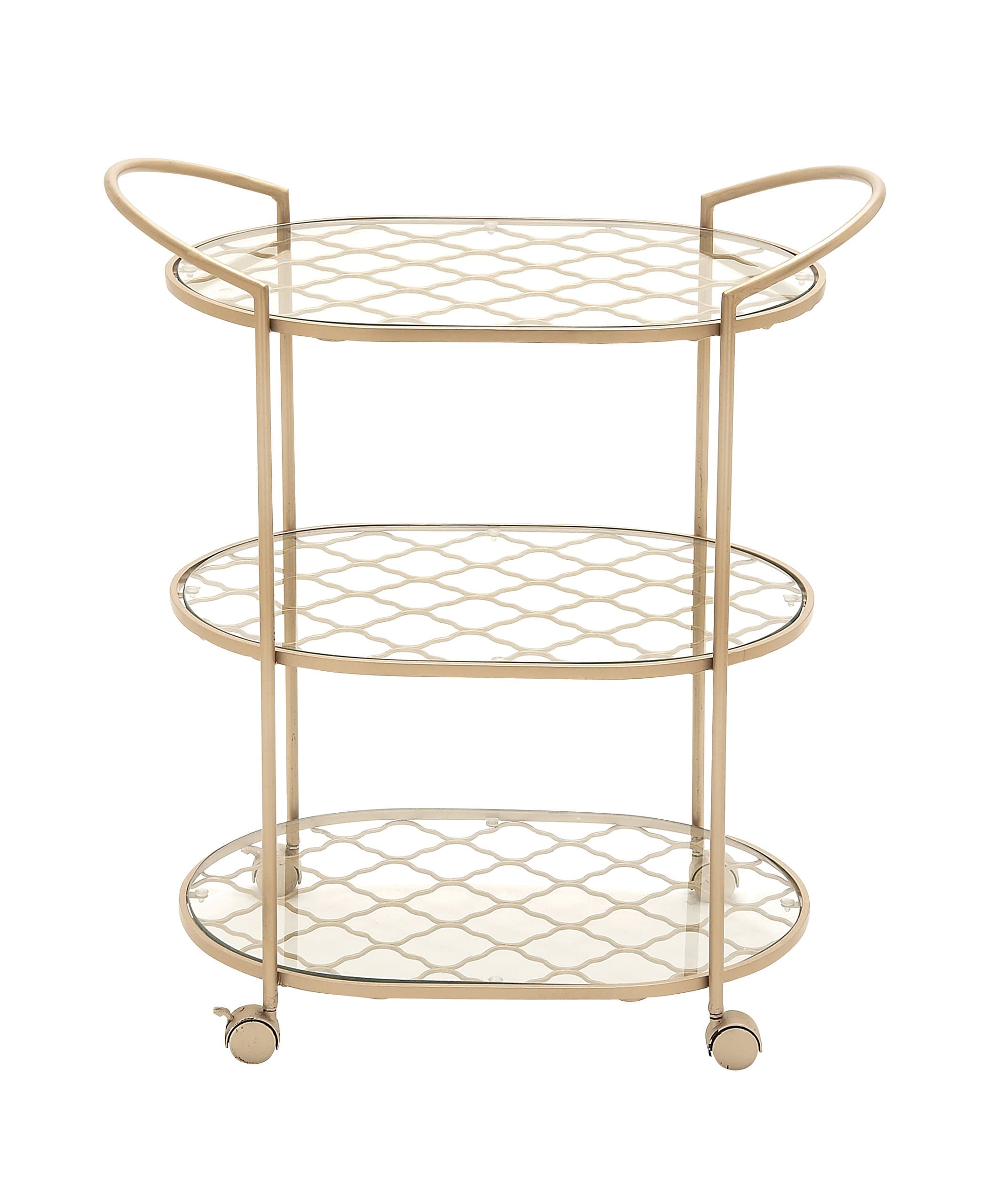 Fancy Metal Glass Bar Trolley