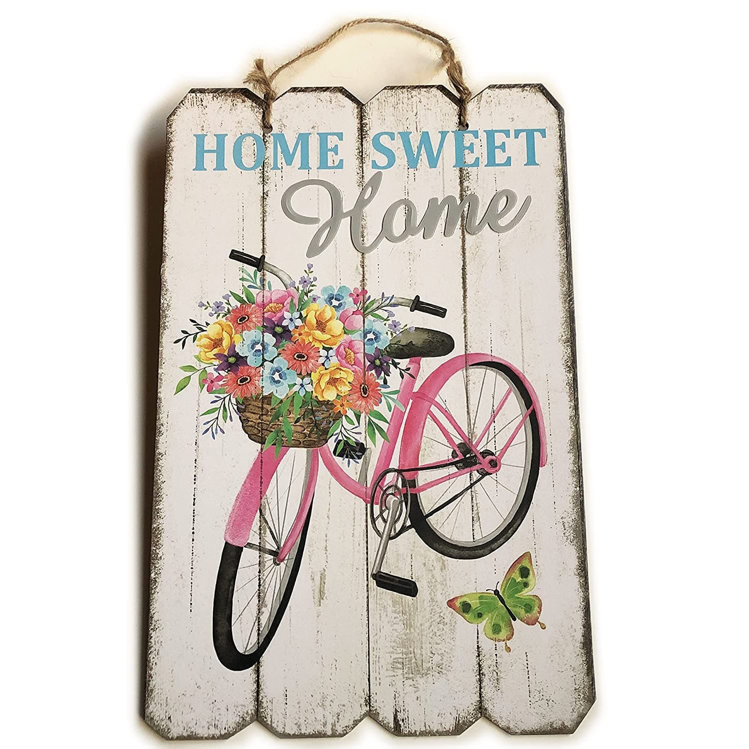 Spring Decor Welcome Sign for Wreaths for Front Door Outside Easter Decorations for the Home Rustic Farmhouse Room Porch Wall Hanging MDF Wood Wooden Plaque Light Blue Truck and White Floral 2 Pack