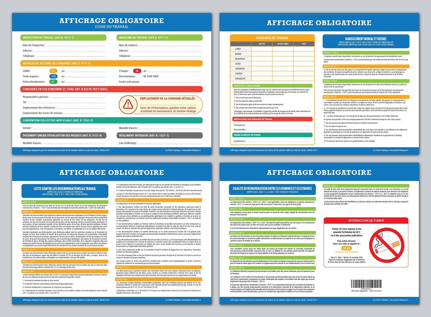 Mandatory Display – Code du Travail Labour Code 2016 [French Language]
