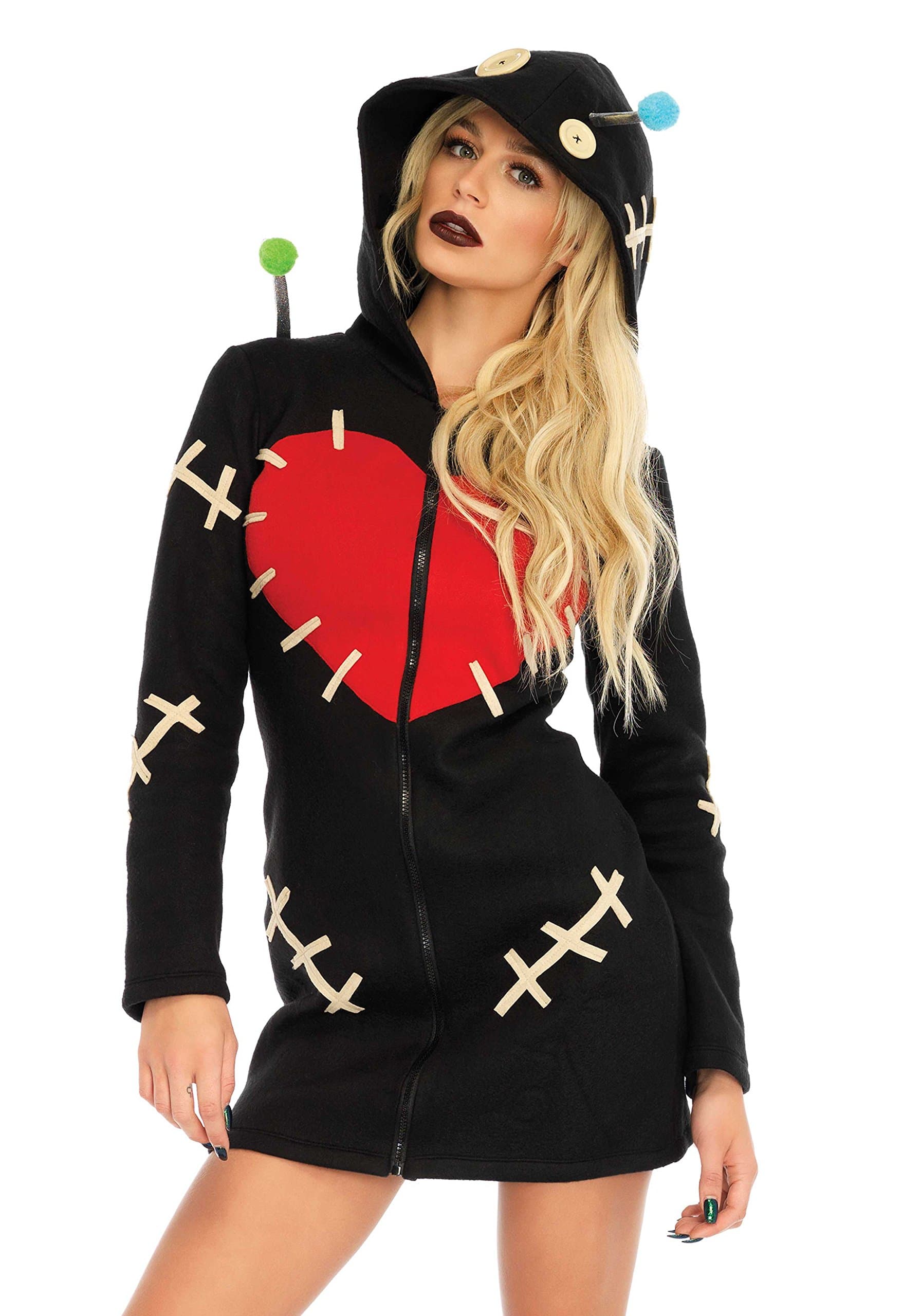 Leg Avenue Women's Cozy Voodoo Doll Adult costumes, Black, X-Large(Uk 16-18)