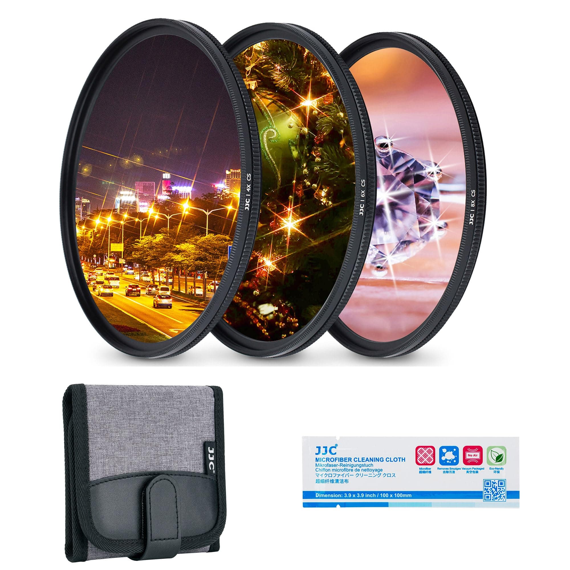 JJC 58mm Variable Star Filter Cross Screen Starburst Filter Kit for Canon EF-S 18-55mm f3.5-5.6 for Nikon AF-S 50mm f1.8G for Fujifilm XF 18-55mm f2.8-4 R Lens & Other Lenses with 58mm Filter Thread