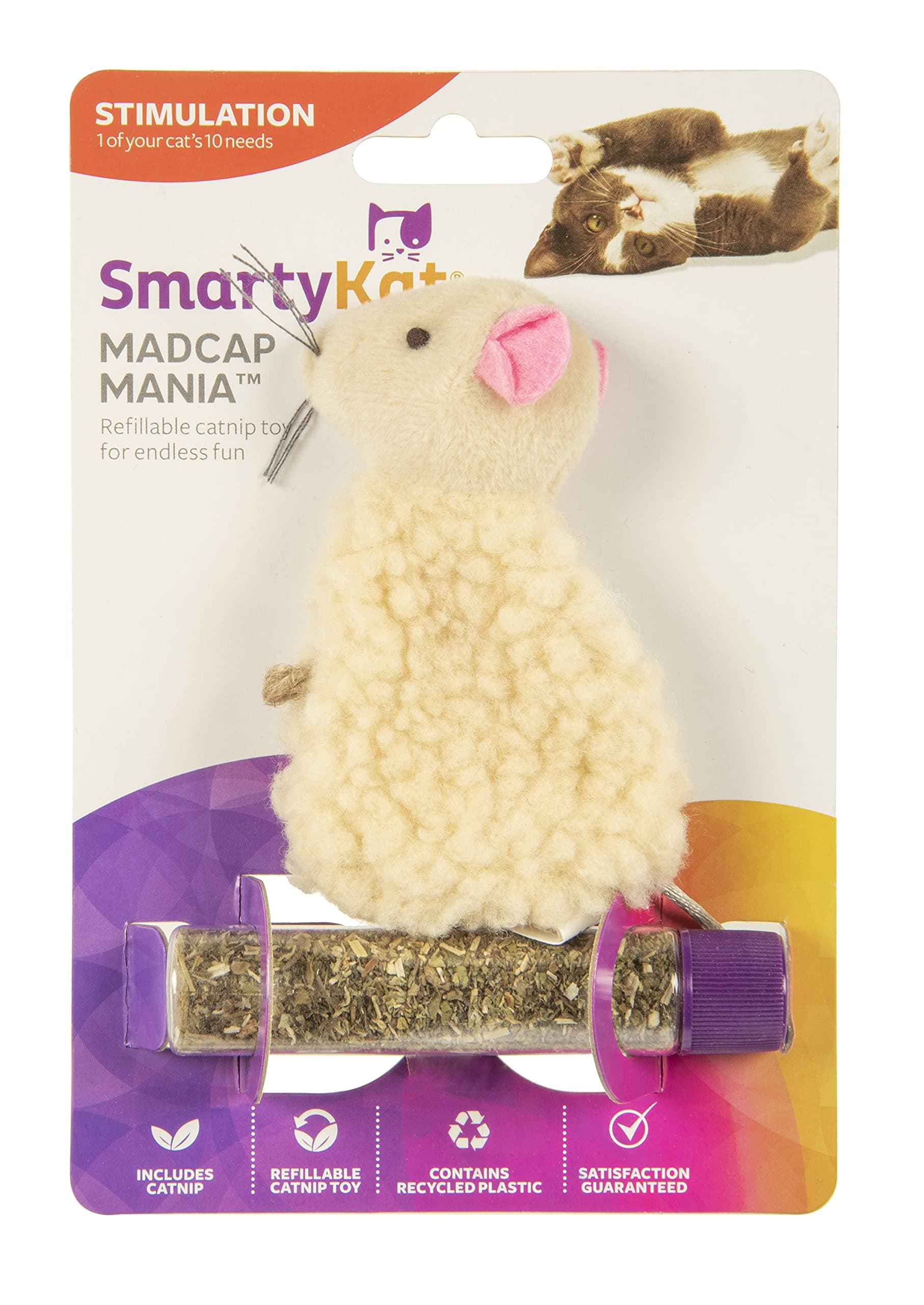 SmartyKat Madcap Mouse Cat Toy Refillable Catnip Toy by SmartyKat