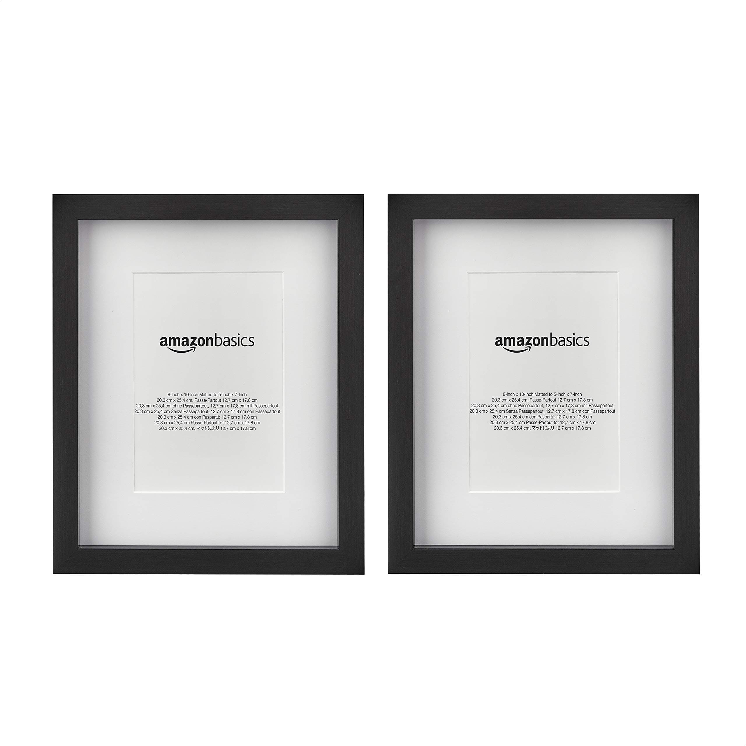 20.32 CM x 25.4 CM Rectangular Photo Picture Frame or 12.7 CM x 17.78 CM with Mat, 2-Pack, Black