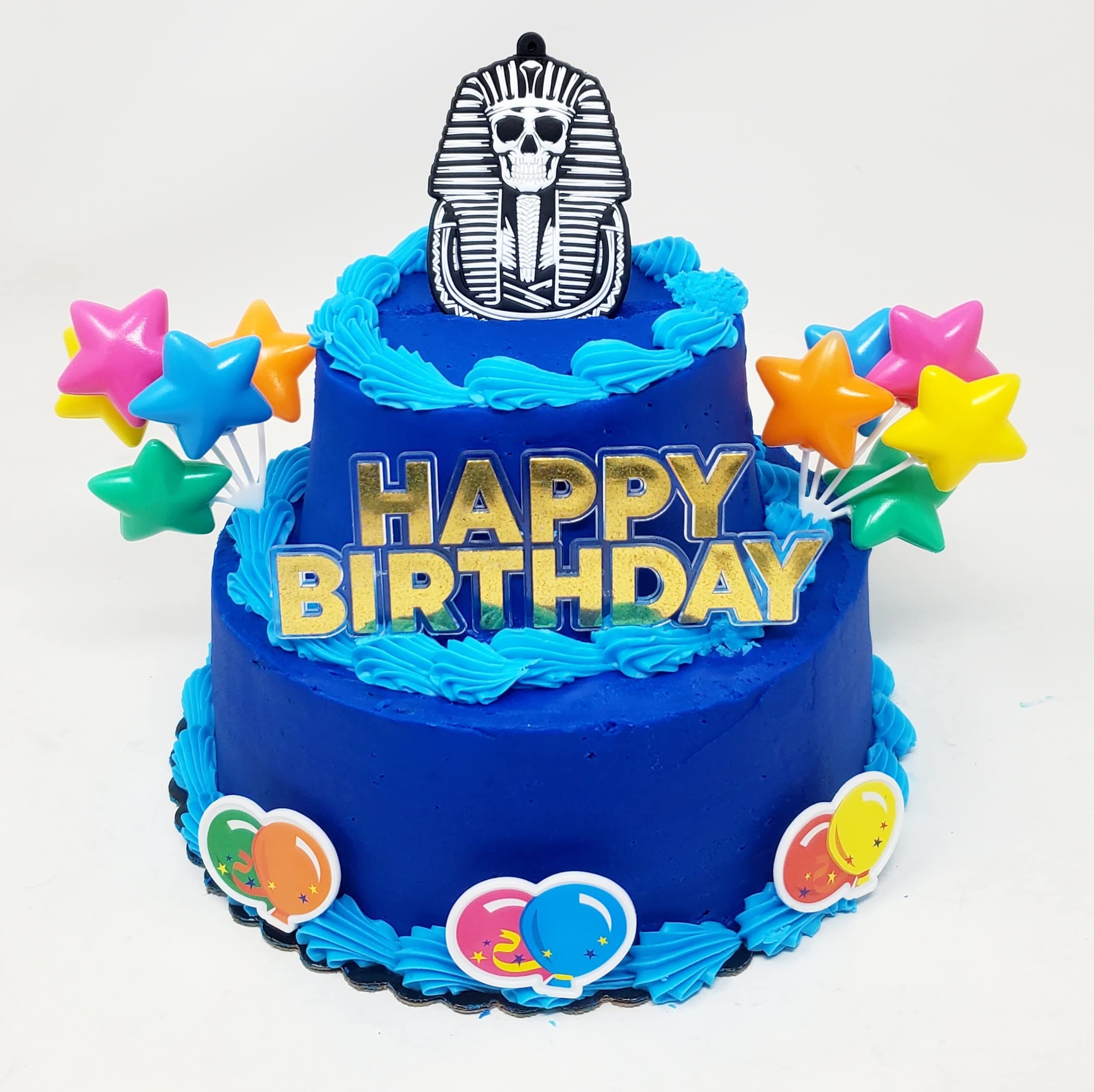 King Tut Egyptian Pyramid Skull Themed 7 Piece Birthday Cake Topper Set (Unique Design)