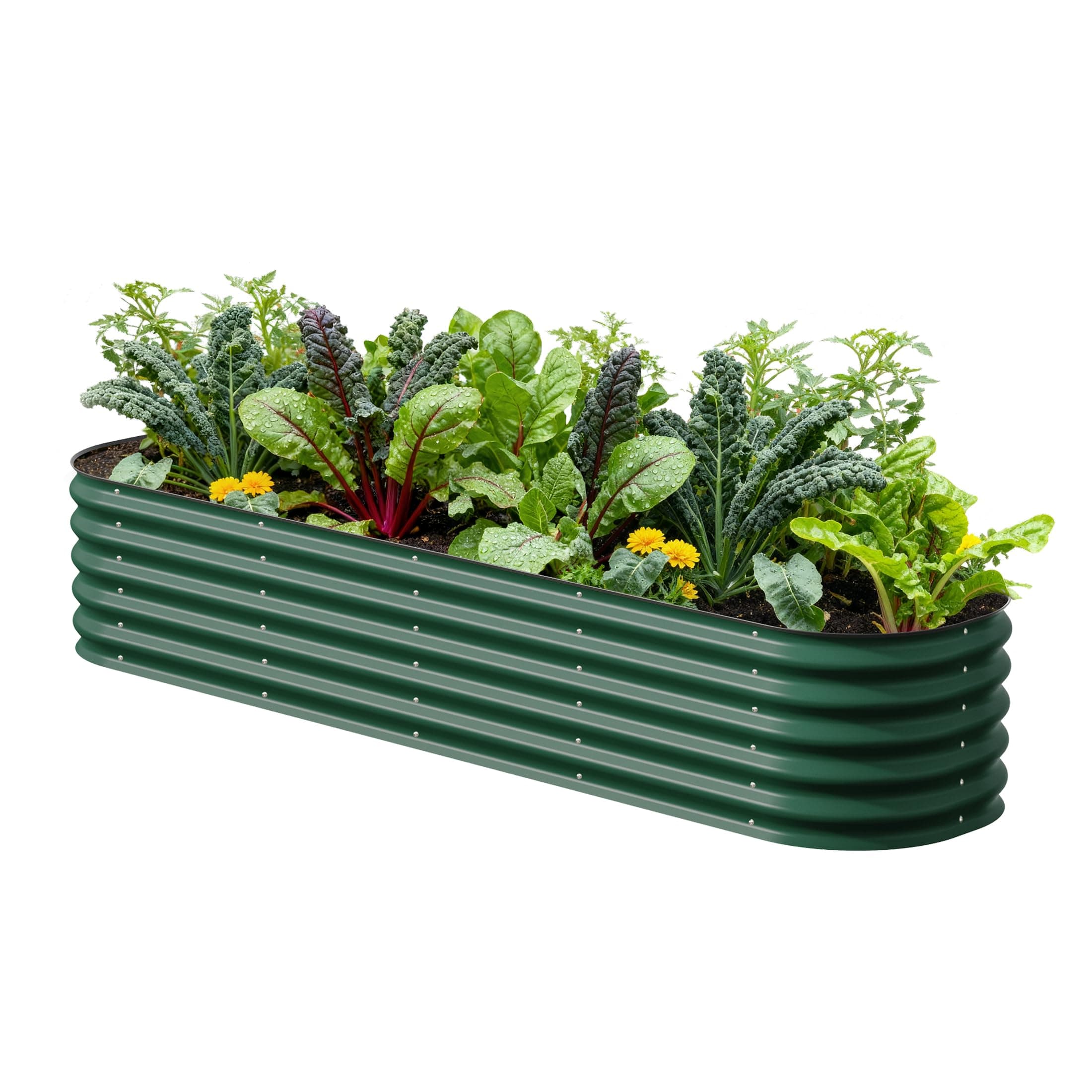 Raised Garden Bed Kits for Gardening, 17" Tall 9 in 1 8ft X 2ft Metal Raised Planter Bed for Vegetables Flowers Ground Planter Box-British Green