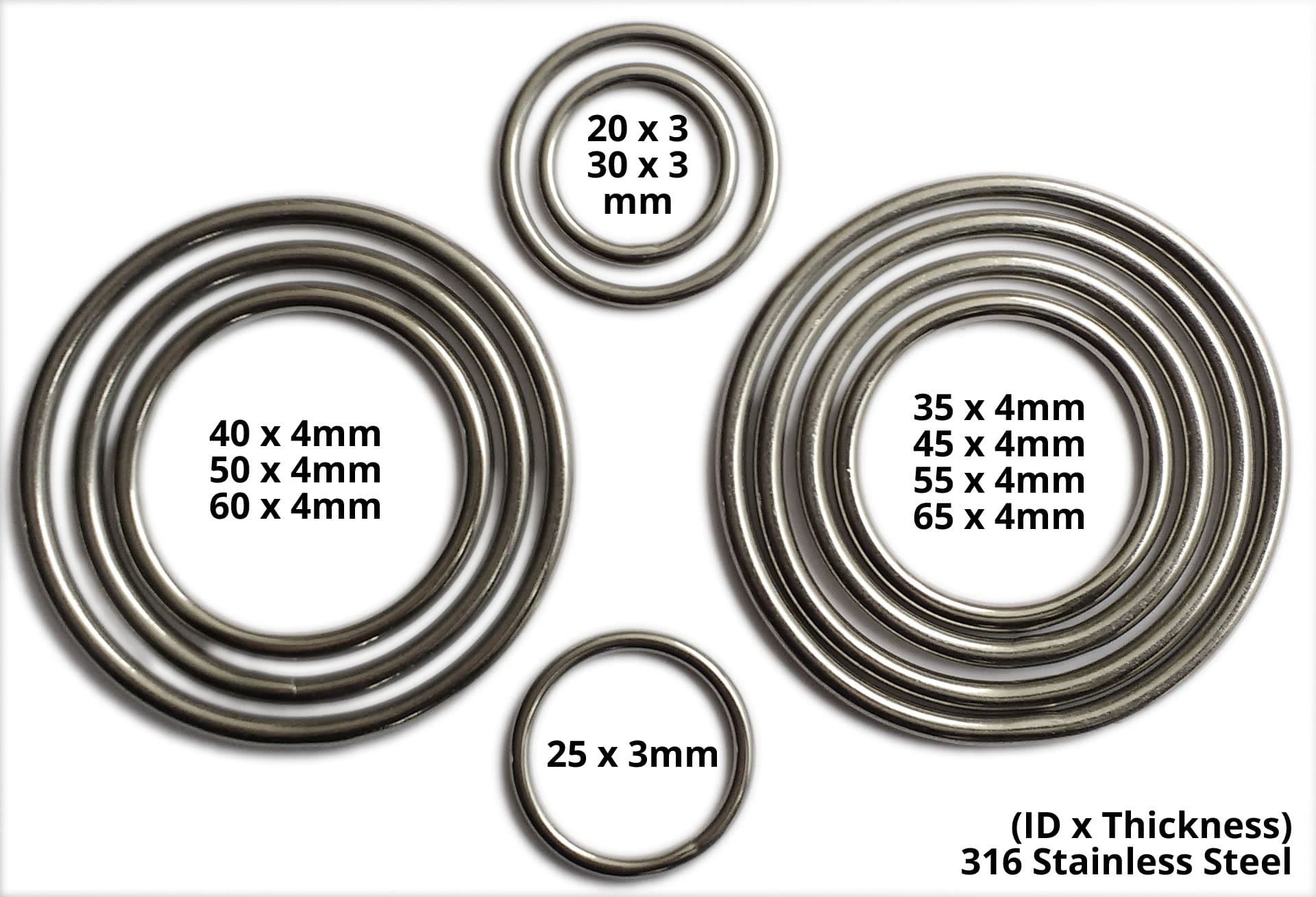 Welded Rings - 316 Stainless Steel - Size: 35mm - Pack Quantity: 2 - by Inoxia