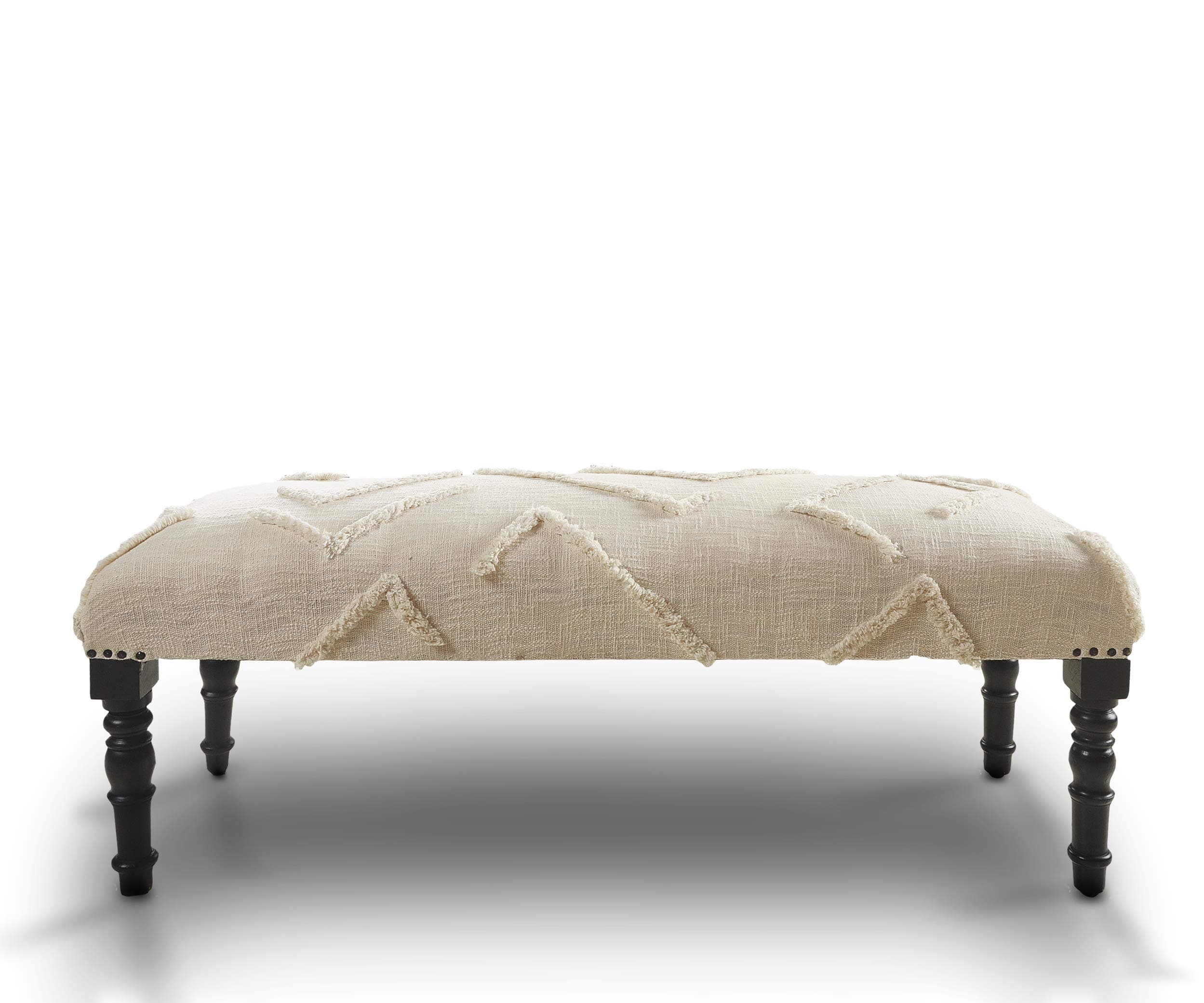 LR Home Abilene Bench, 1'6" x 3'11" x 1'4", Cream