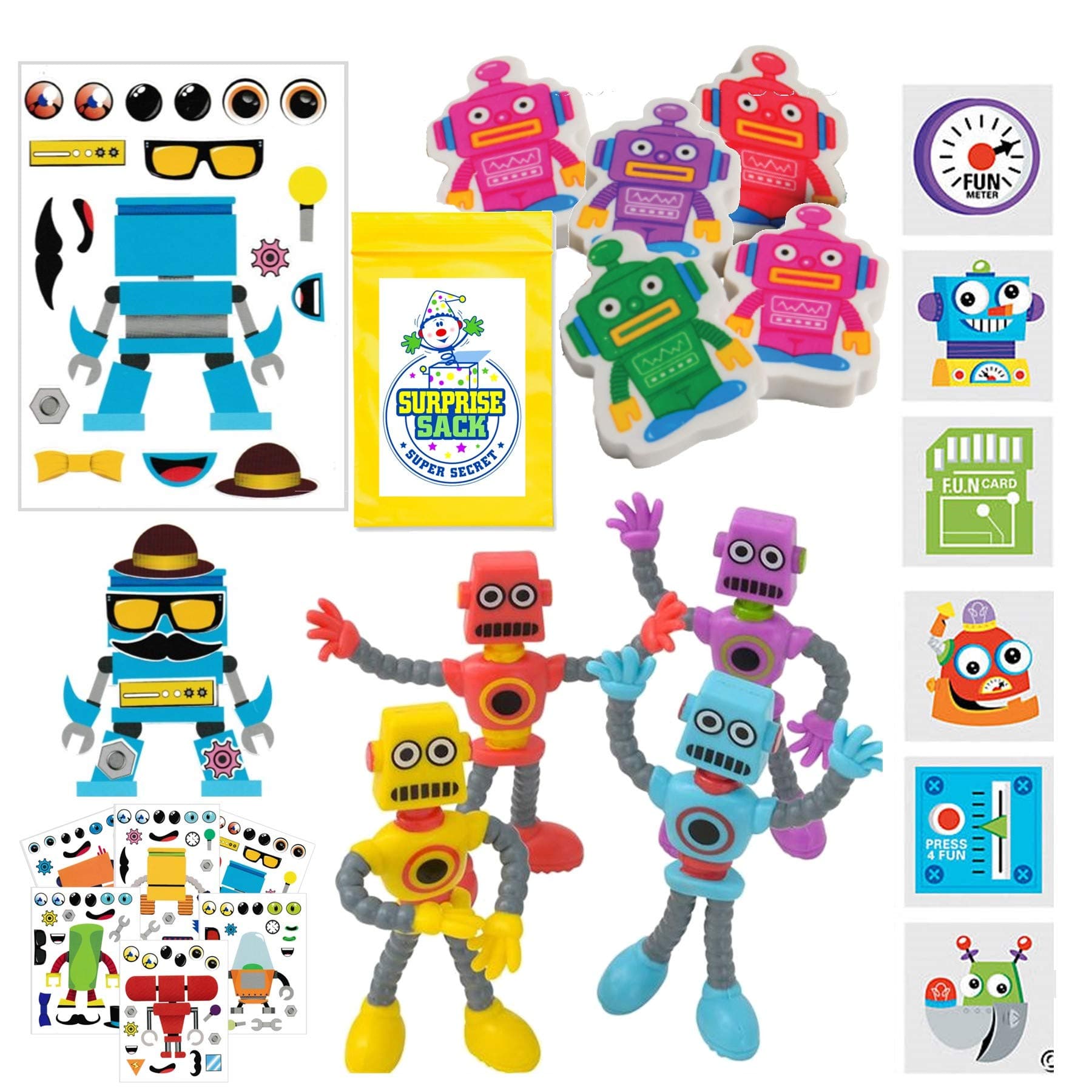 120 Pc Robot Birthday Party Favors for Kids Pack (Great for Goodie Bags for Kids Birthday, Return Gifts for Kids Birthday, Boys Party Favors, Robot Party Supplies & Robot Stocking Stuffers)