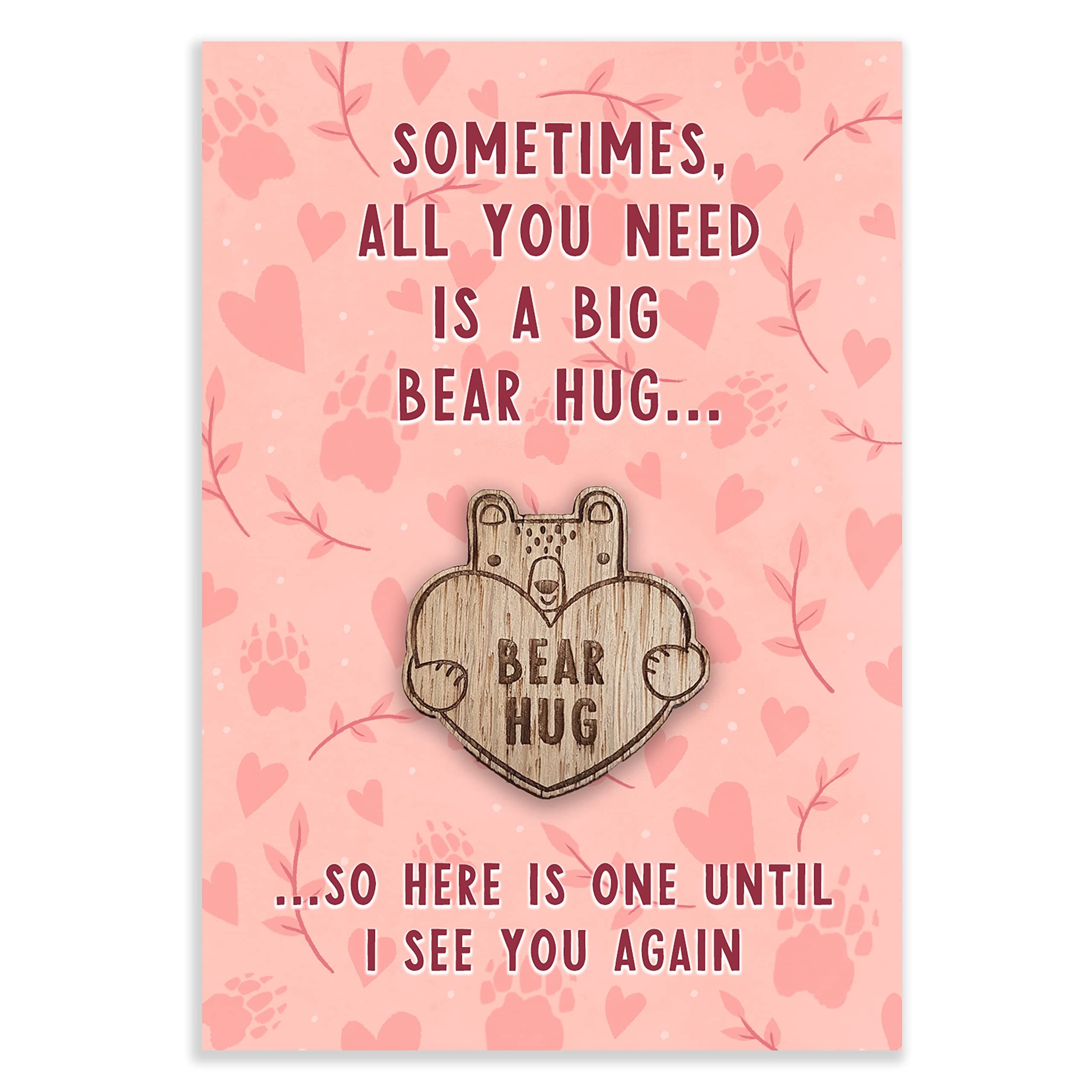Pocket reminder hug token gift | wooden bear thinking about you gifts just because gifts for her motivational gifts teen girl gifts | long distance gifts relationship gifts note ideas