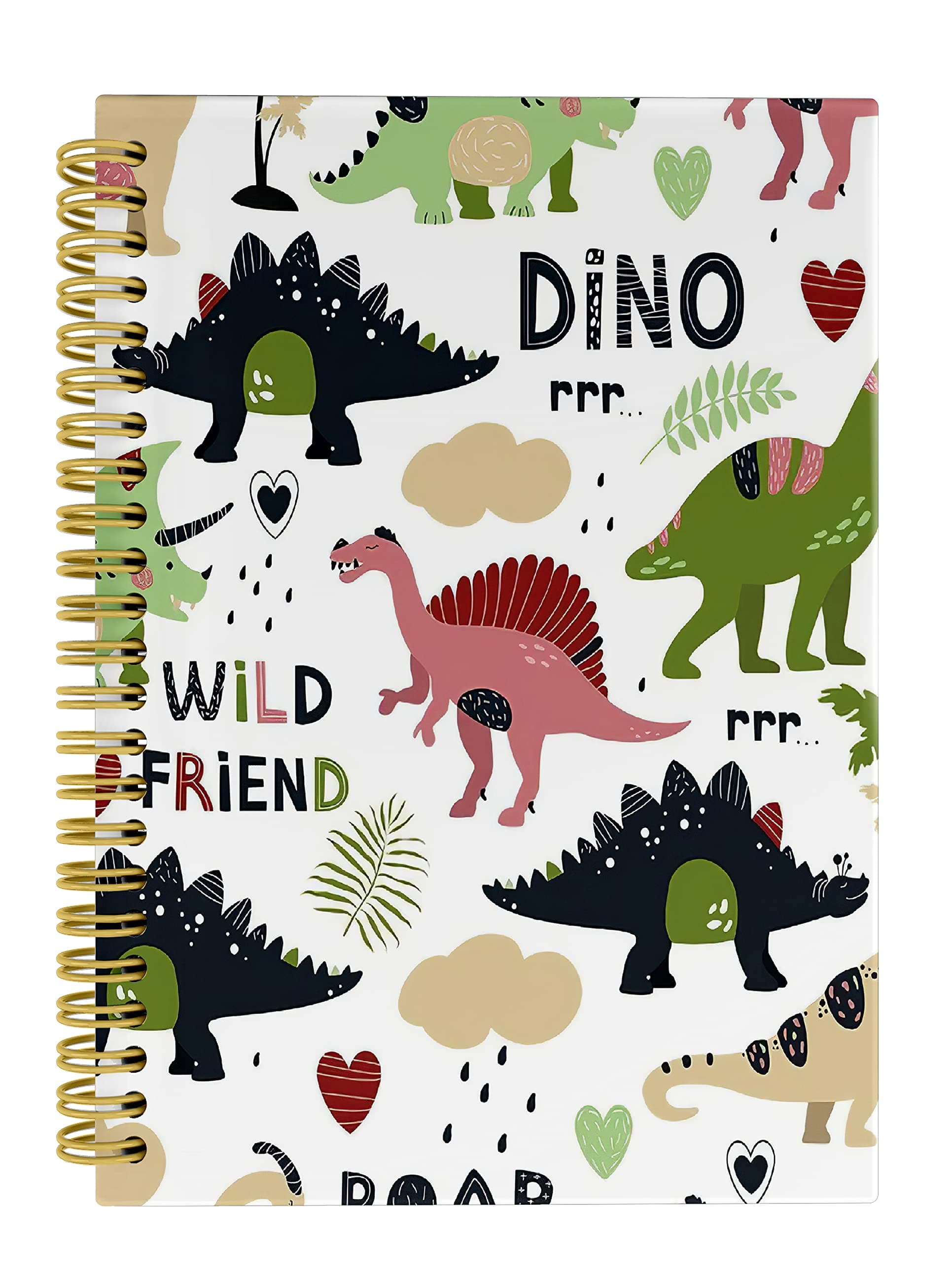 Knibeo Kids Dinosaur Notebook Journal - Wide Ruled Spiral Dinosaur Notebooks for Kids, 5.5×8.3 Inch Kindergarten Spiral Bound Notebook with 164 Pages, Elementary School Graduation Gifts