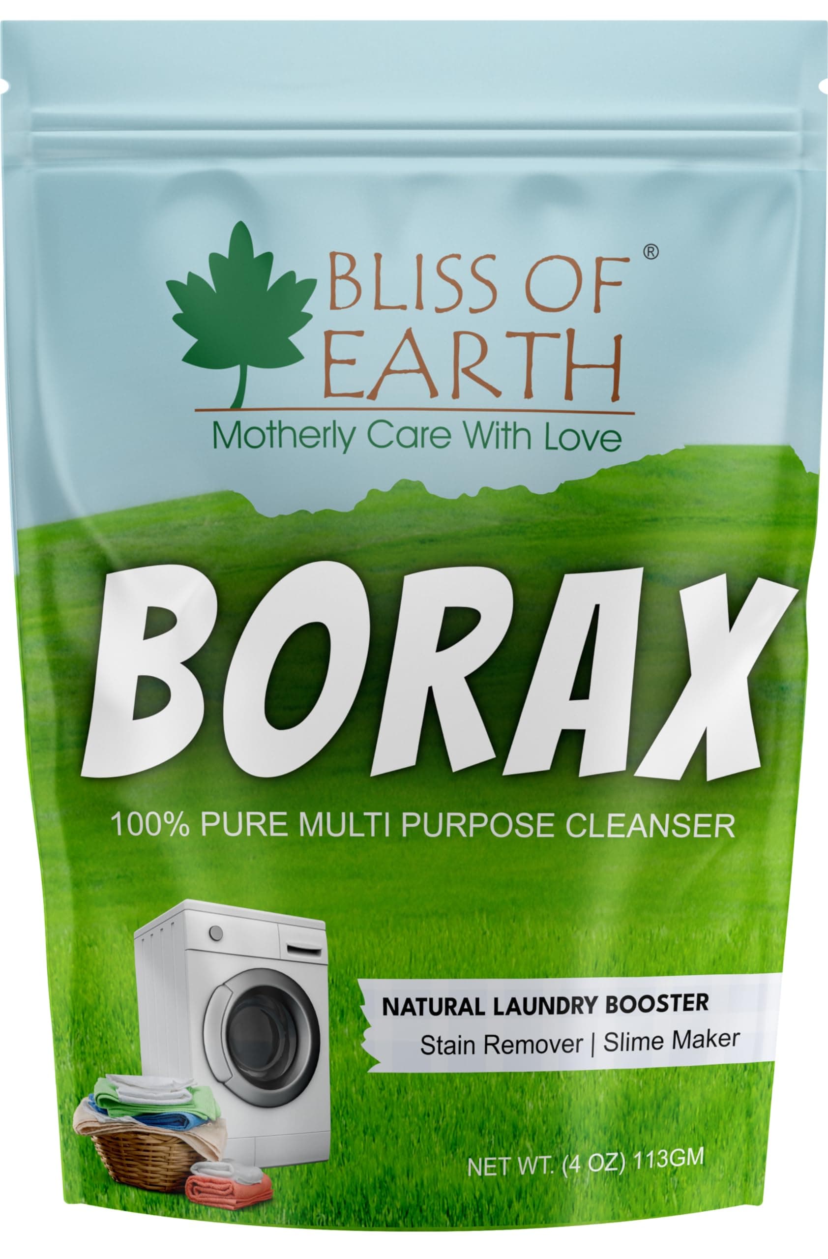 Bliss of Earth Borax Powder For Washing Cloths, Slime Maker, Cleaning & Stain Remover, Ants Killer, 100% Pure Sodium Borate Powder 113GM