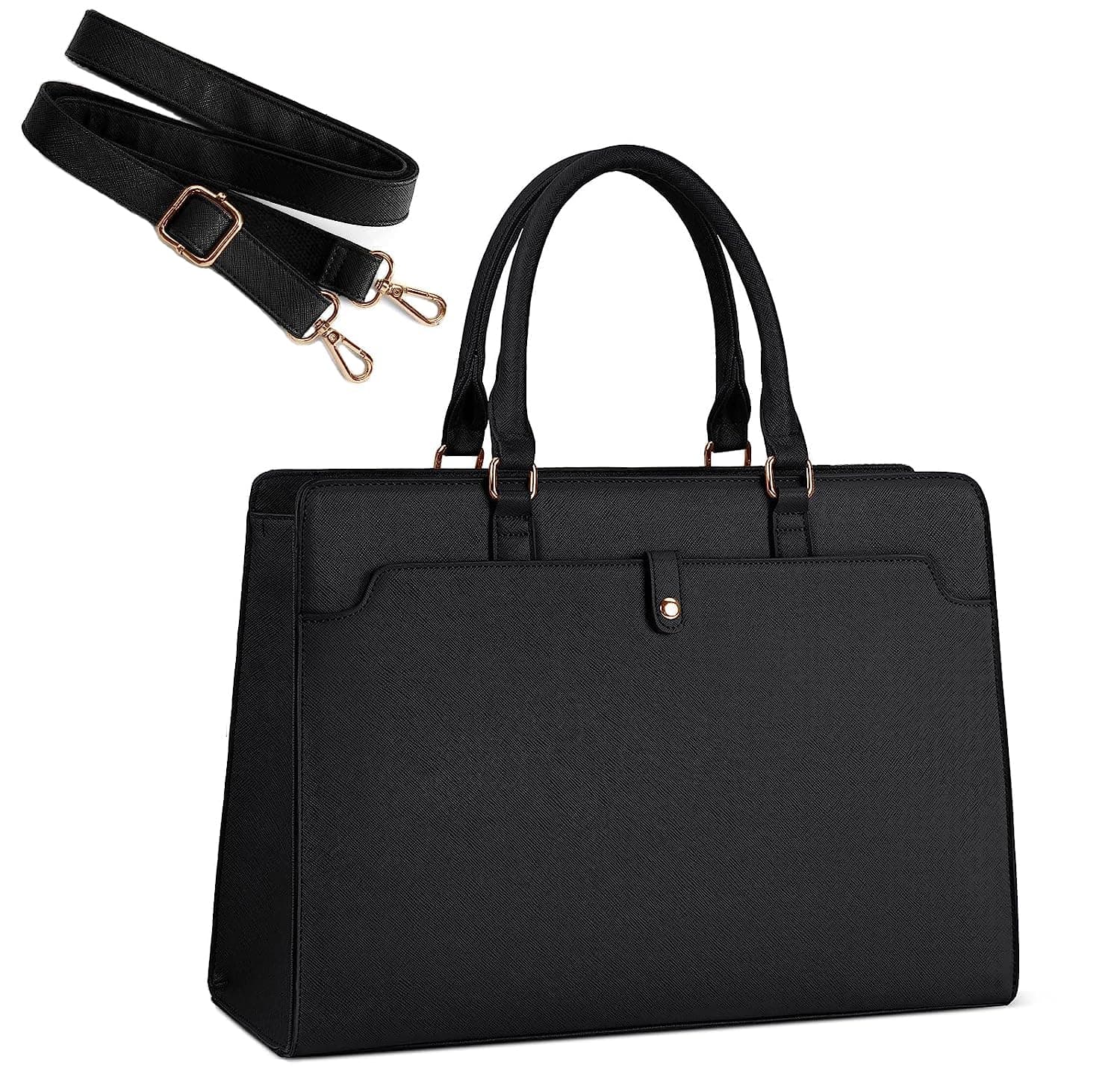Laptop Bag for Women, 15.6 Inch Waterproof PU Leather Tote Bag Business Computers Work Bag University Bag with Multiple Pockets Large Capacity Office Handbag Shoulder Bag