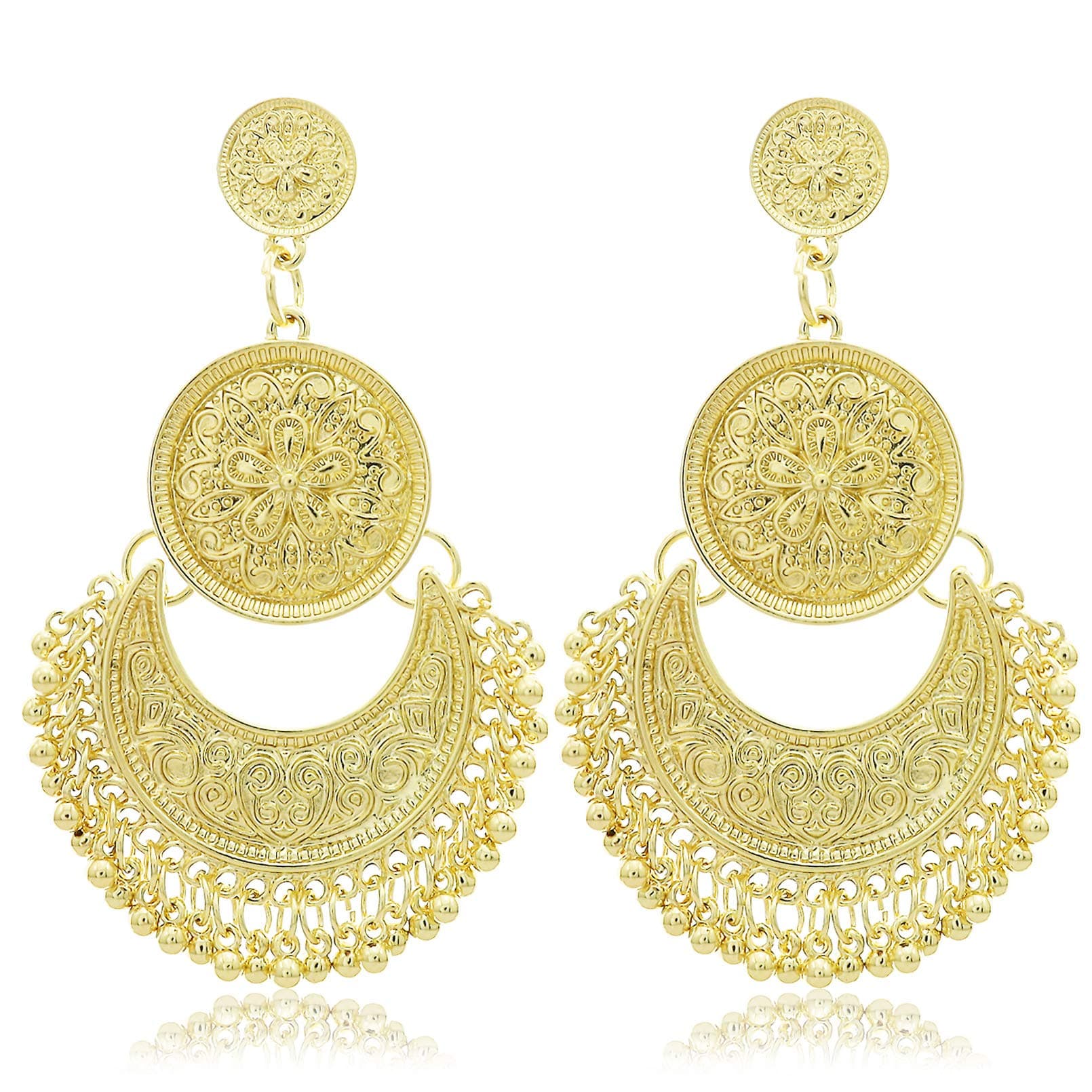 Ethnic Middle East India Style Drop Dangle Earrings Bali Jhumka Jhumki Lotus Mexico Gypsy Dangle Earrings Traditional Ear Studs