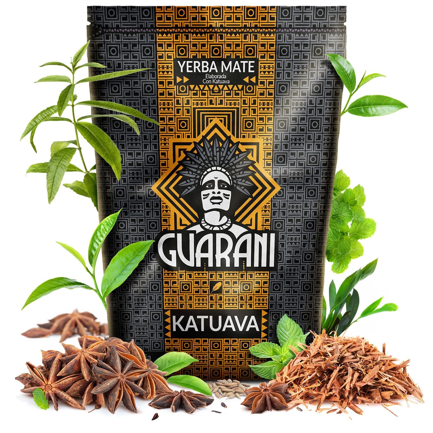 GUARANIKatuava Yerba Mate Tea | Guarani Katuava | Yerba Mate from Paraguay | Strongly stimulating Yerba Mate | Yerba Mate with dust and Sticks (500g)