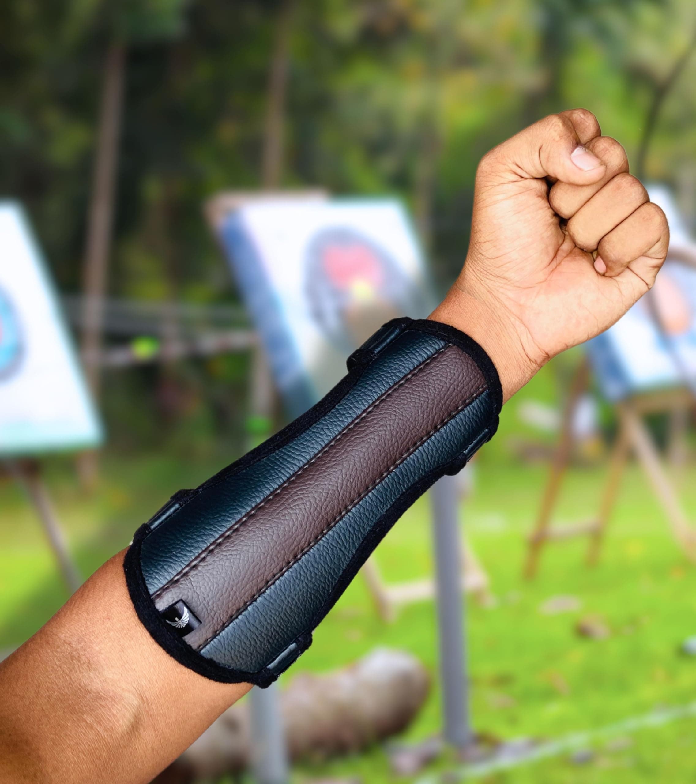 Archery Arm Guard for Men Women Youth, Vegan Leather, Adjustable Fit, 2 Hook & Loop Fasteners, Perfect Hold, Bow Archery Protect 2 Strap Guard, Arm Guard Forearm Protector