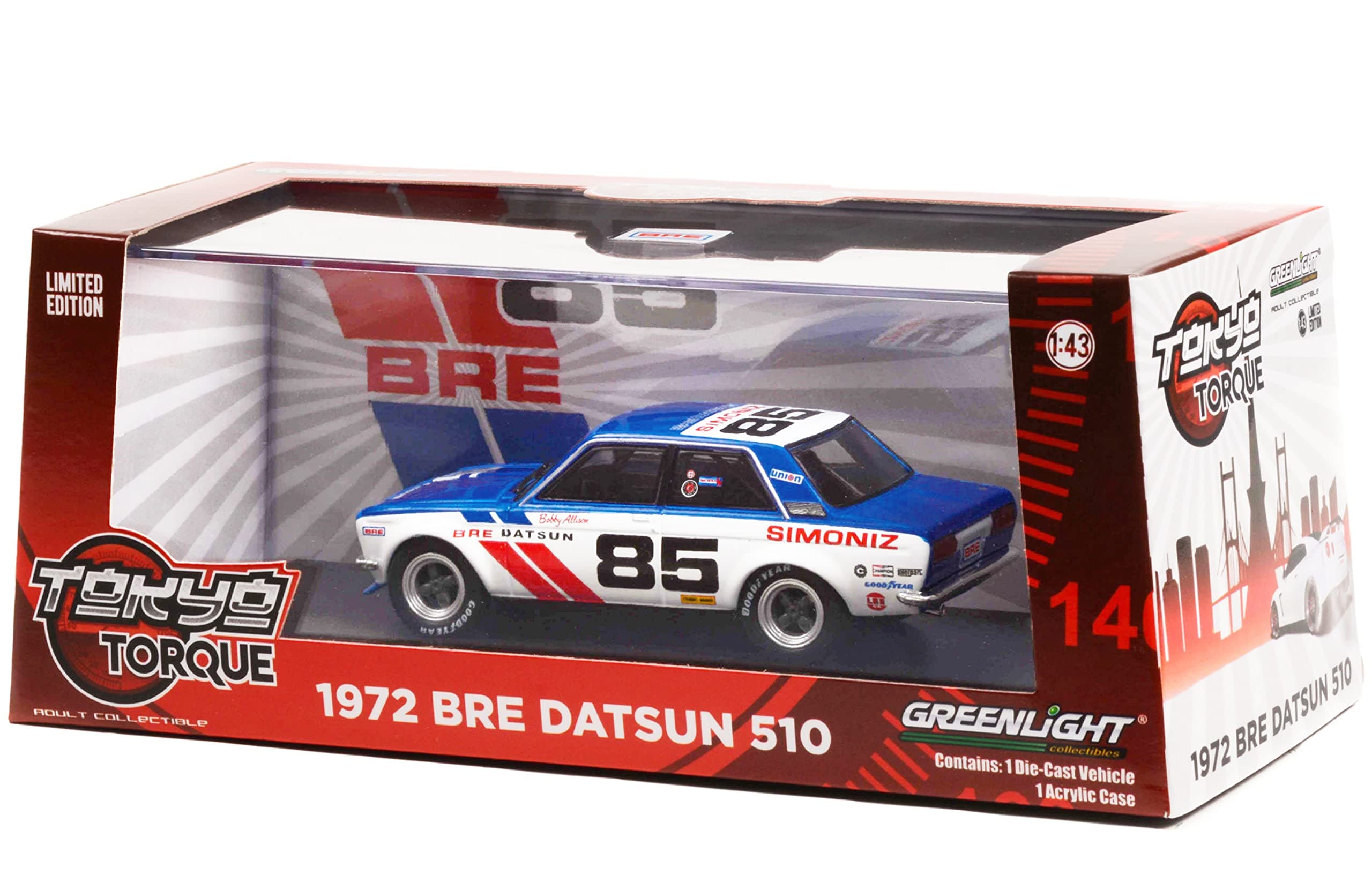 1972 Datsun 510 #85 Bobby Allison Brock Racing Enterprises (BRE) Tokyo Torque Series 1/43 Diecast Model Car by Greenlight 86345