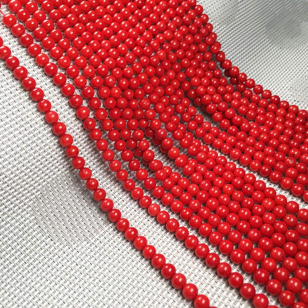 Natural Round Coral Loose Beads red Coral Stone Beads 5.2mm 15 inch (3 Strands) for Jewelry Making Necklace Bracelet