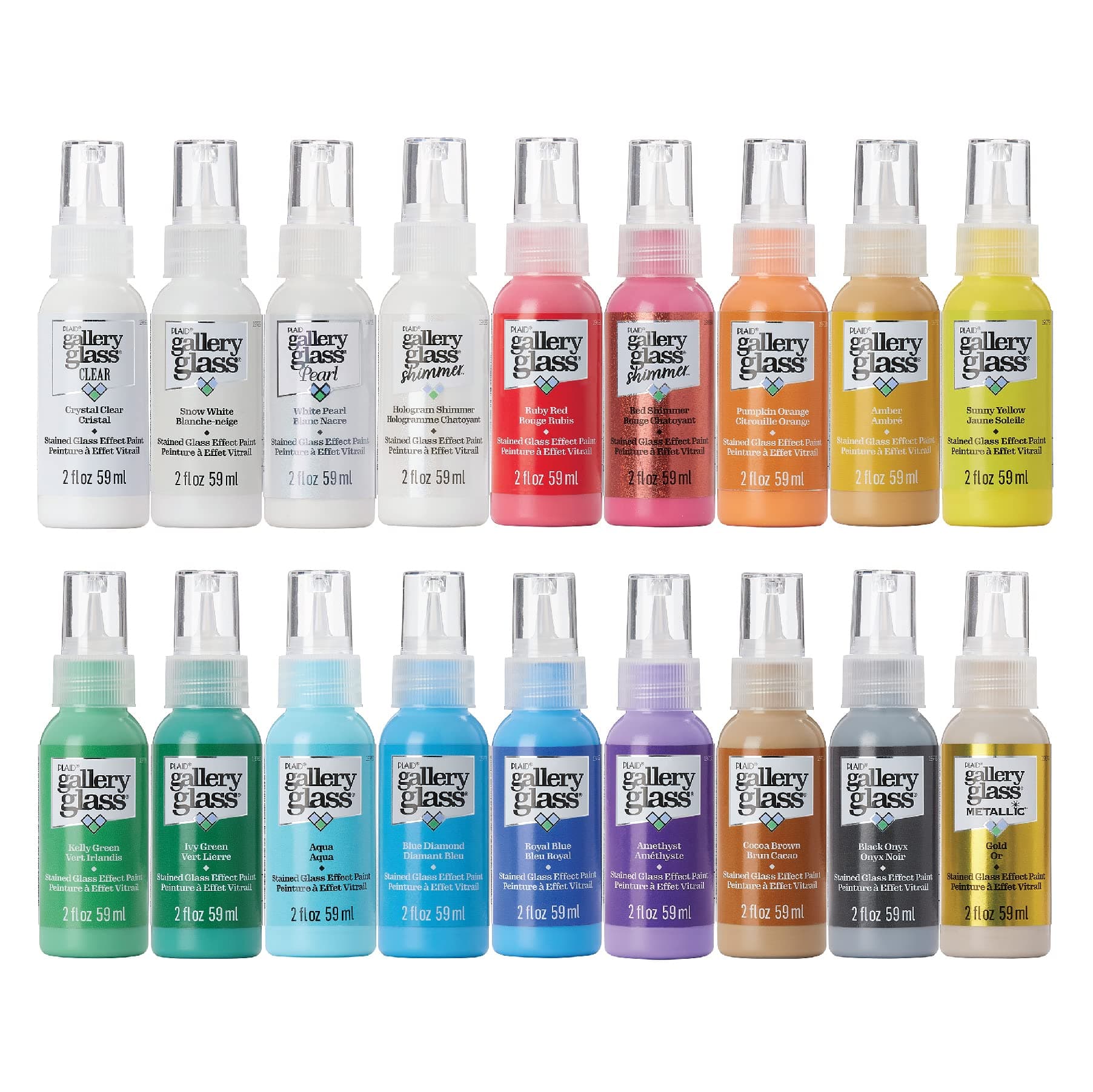 Gallery Glass Window Acrylic Craft Paint Set Formulated to be Non-Toxic, Perfect for Beginners and Artists, Eighteen Bottles, 2 Ounce, Assorted Colors 1