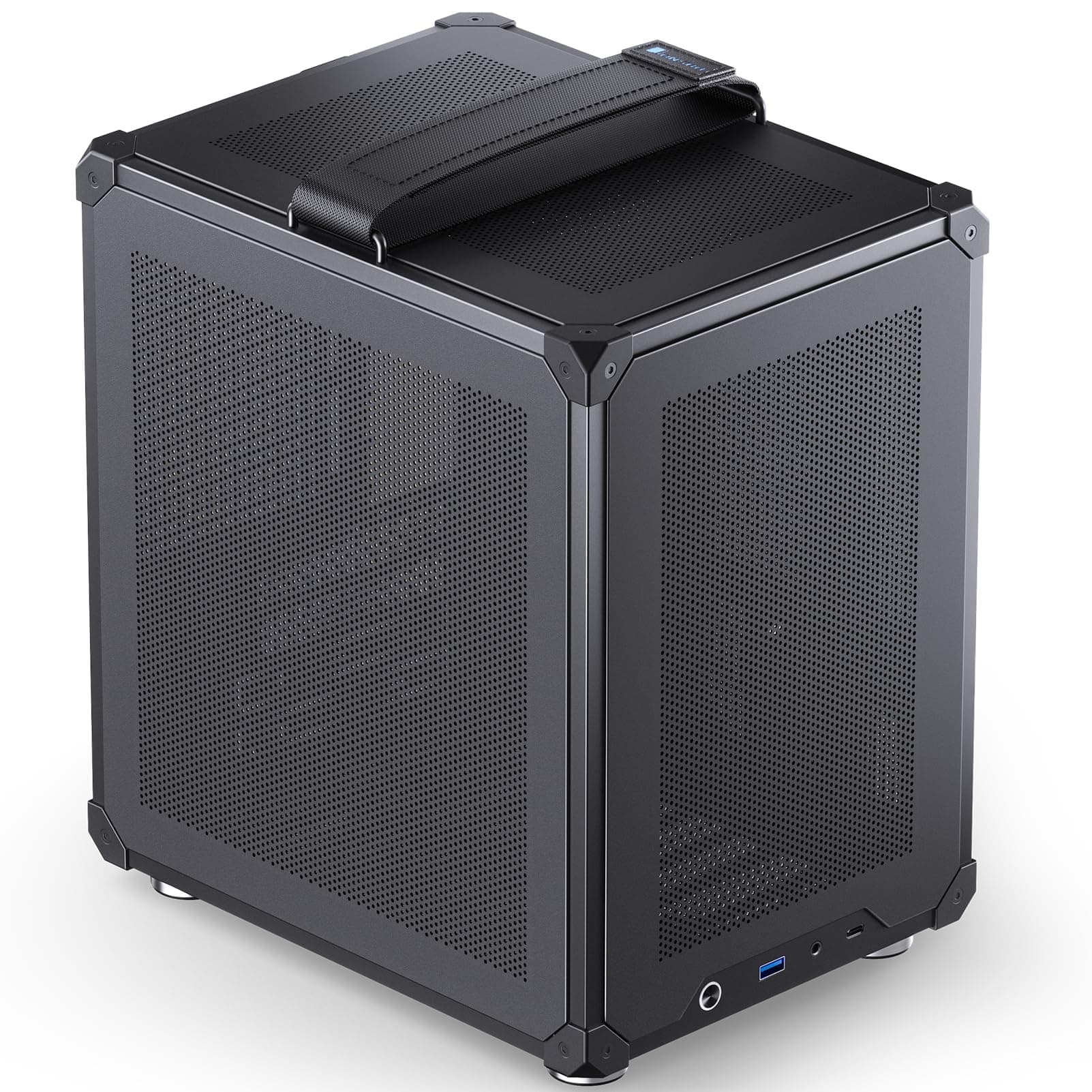 - C6-ITX Black Mini ITX Handled Mesh PC Case, Simple Compact Desktop Chassis, SP MB mini-ITX/Mini-DTX, ATX Power Bite (L140mm Max.), 170mm Tower Cooler,Tool-Free Open SFF Case, Black