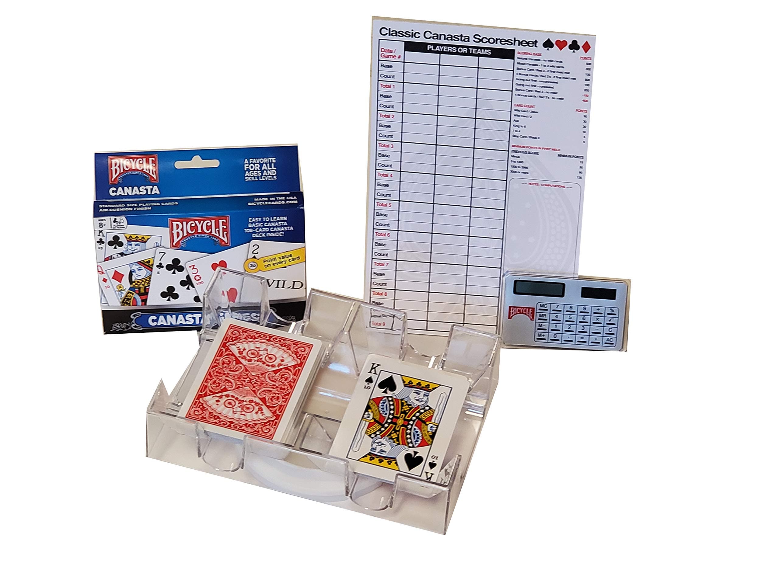 Merz67 LLC Bicycle Classic Canasta Set w/Cards, Score Sheet, Revolving Card Tray and Calculator
