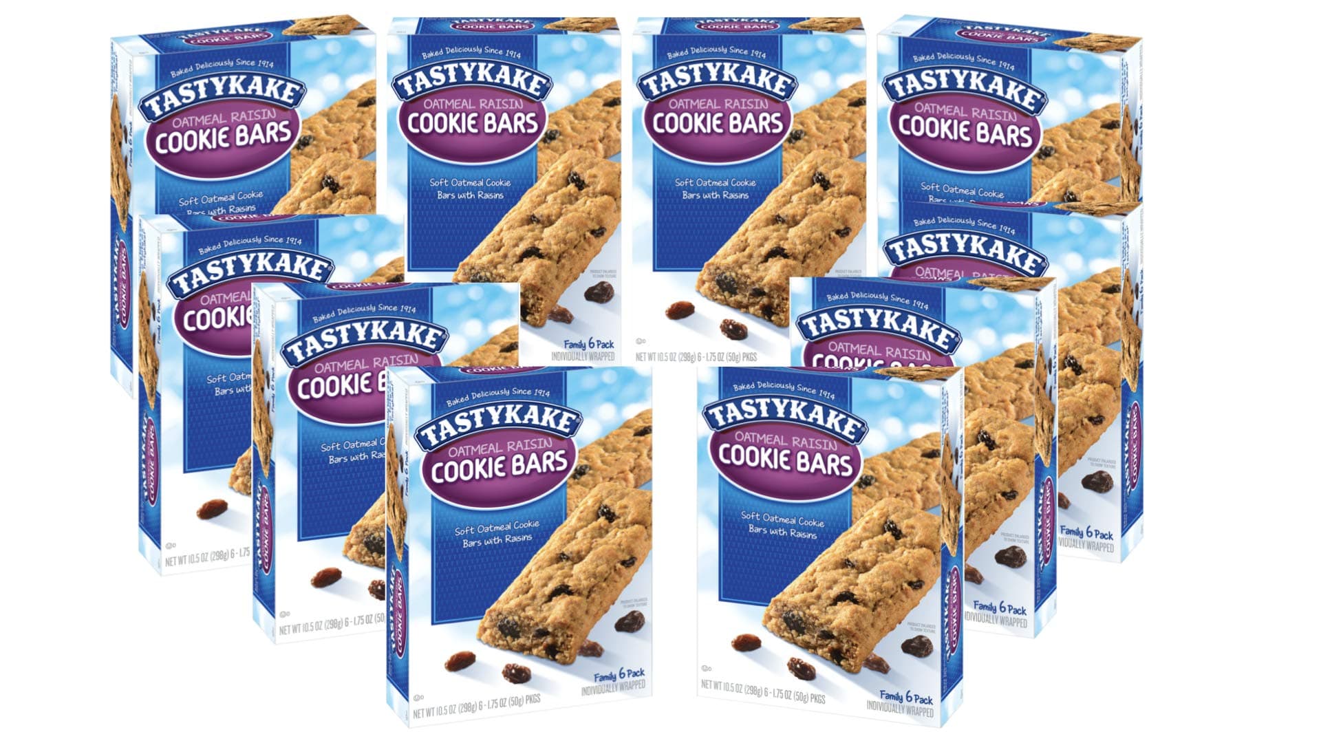 Tastykake Oatmeal Raisin Cookie Bars, 10 Boxes