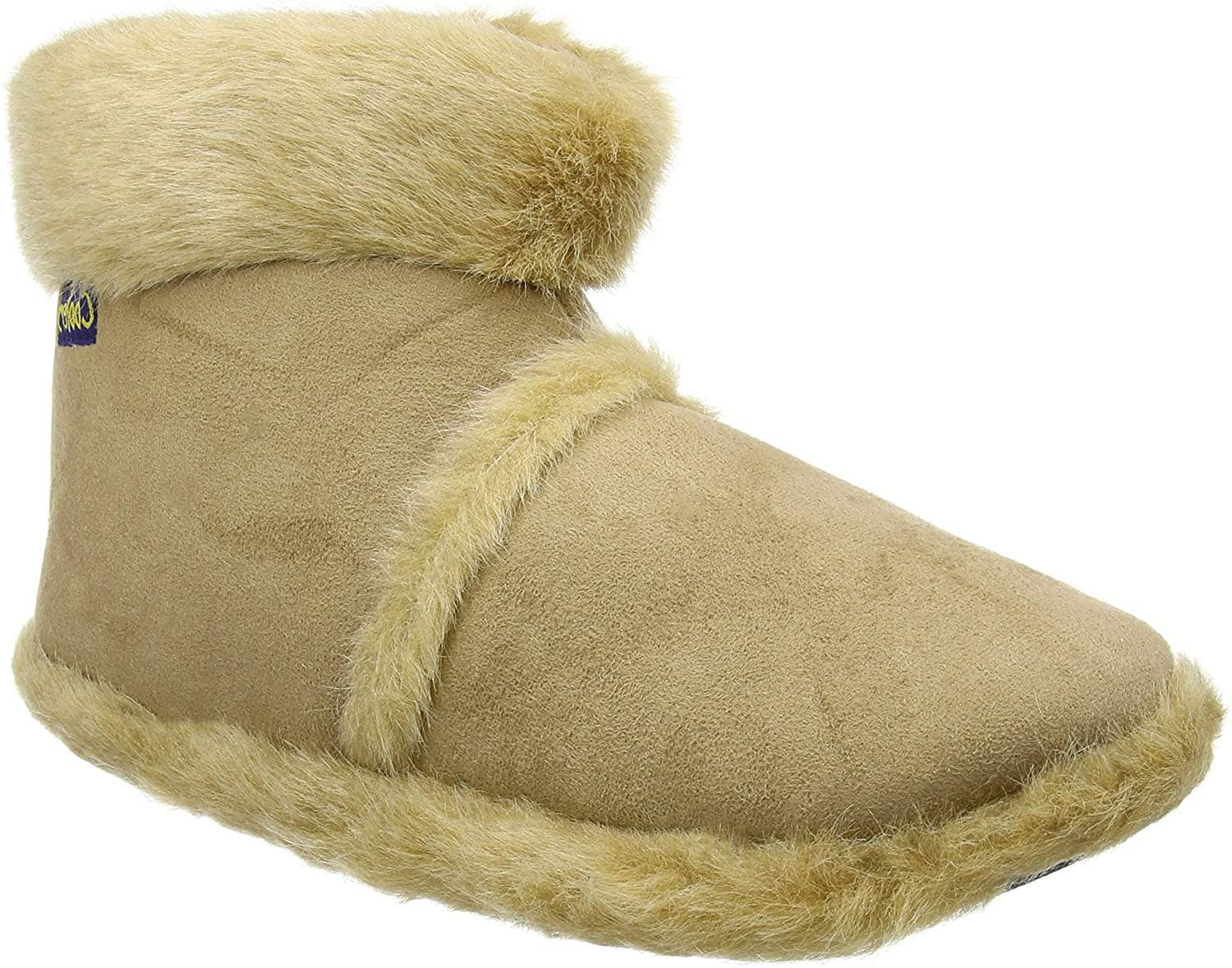 MENS COOLERS SLIPPERS WITH FUR CUFF (Large UK 11-12, Beige)