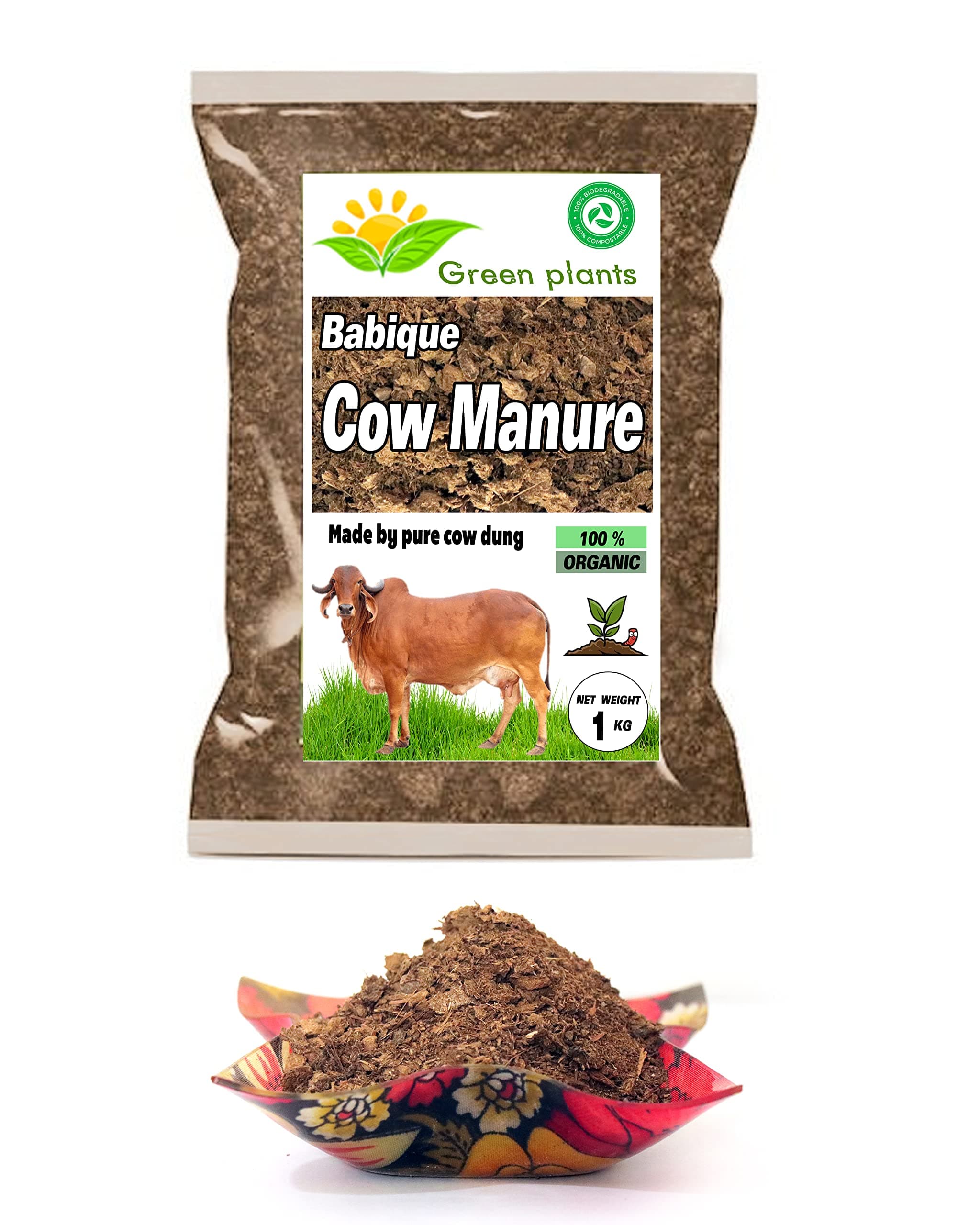 Babique Cow Dung Pure Manure Organic Fertilizers 100% Natural for Plants & Home Gardening (1 Kg)