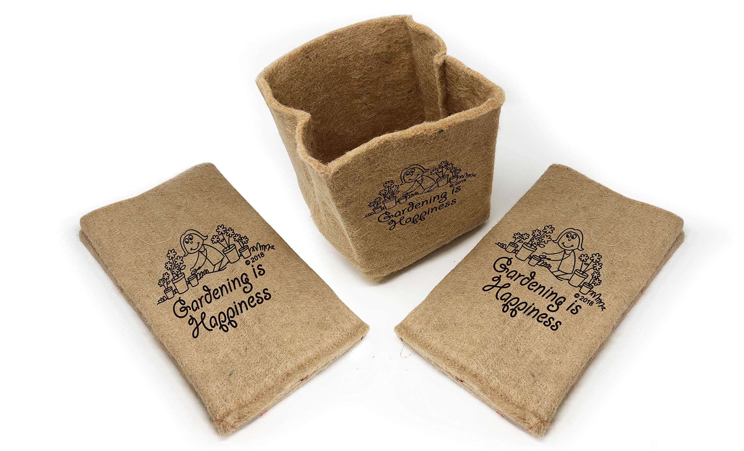 Organic Jute Grow Pots - 7 Gallon Fabric Grow Bags, Eco-Friendly Planters for Your Garden! When Planting is This Easy, Gardening is Happiness. (3X Pack)