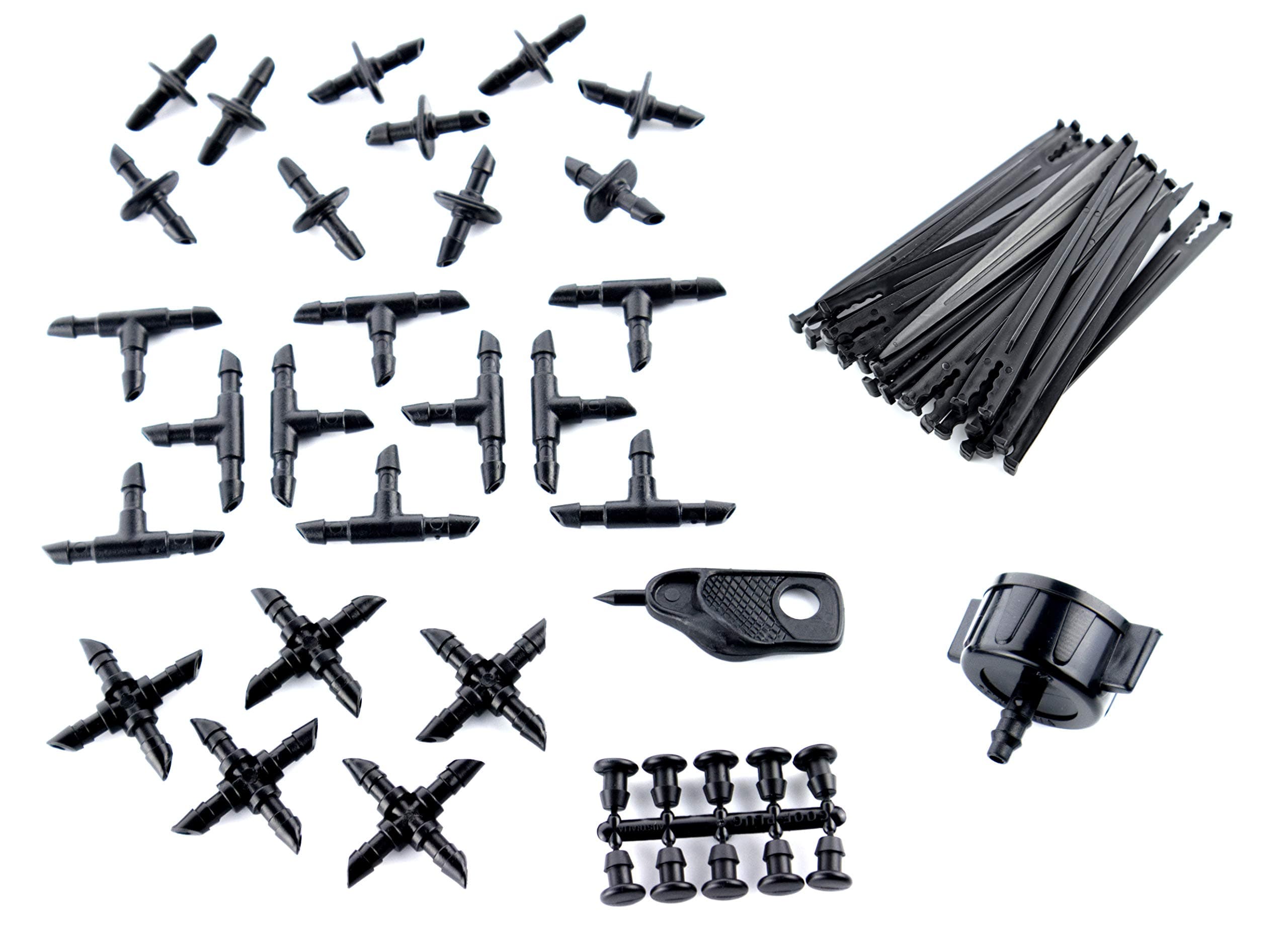 AQUA CONTROLKITG002 Basic Pack of 4 mm Accessories for All Types of Drip Watering, Black