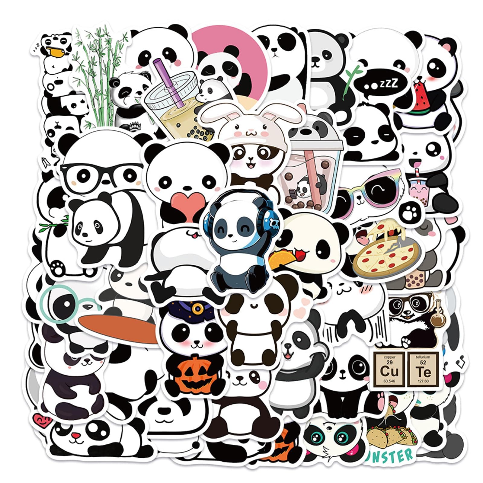 Icicrim Panda Stickers for Kids Adults Cute Animal Stickers for Laptop Water Bottles Luggage, Cute Panda Stickers 50PCS Panda Gifts Party Decorations Cartoon Stickers Pack