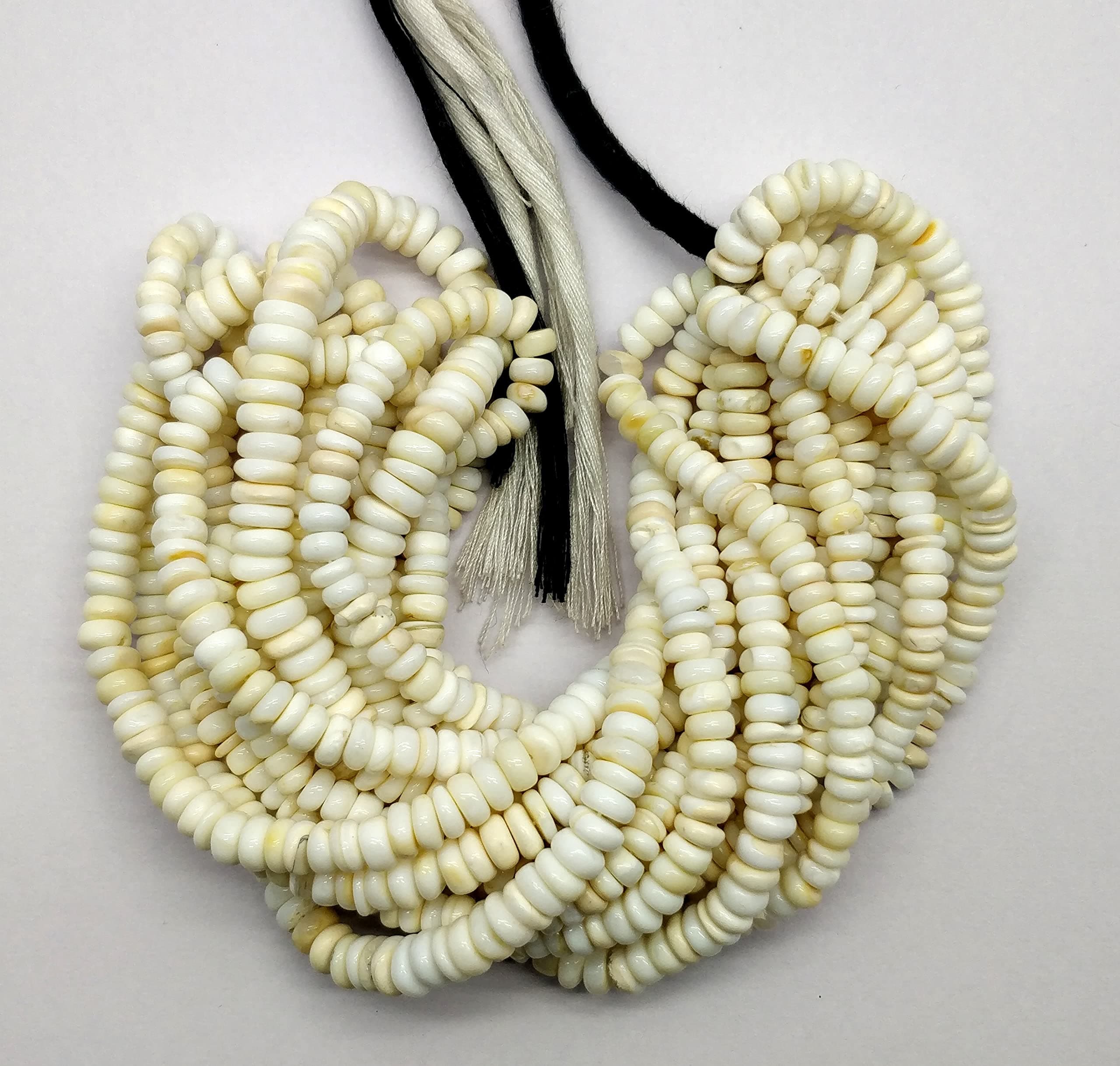 Natural White Opal 5-6mm Smooth Tyre Shape Beads Wheel Cut Gemstone Beads 8 inch Srand, Heishi Beads, Bracelet Earring and Necklace Jewelry Making Craft Yug_HEISHI_1