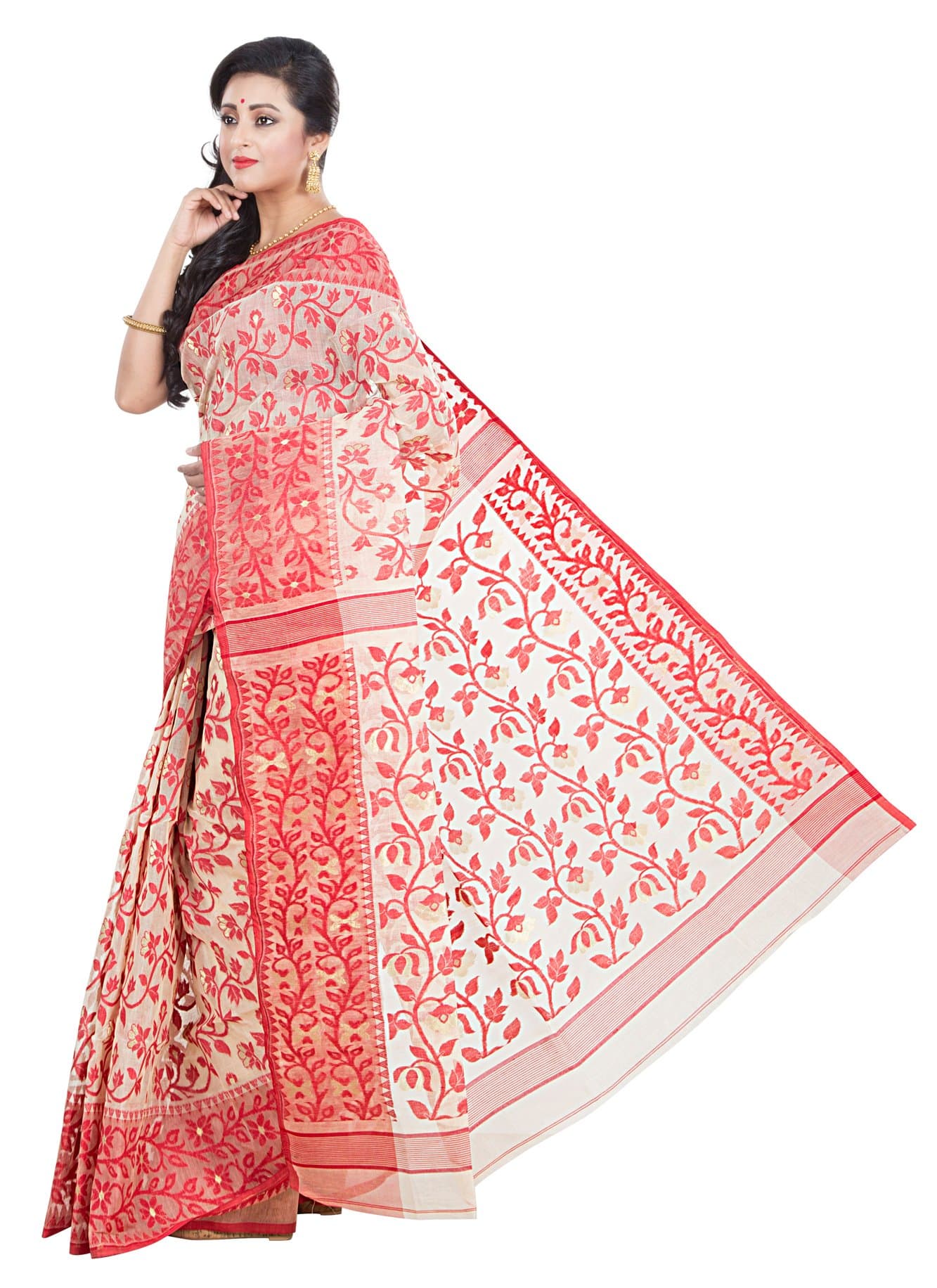 RLB Fashion Women's Cotton Silk Handloom Dhakai Jamdani Saree