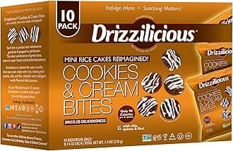 Mini Rice Cakes Cookies & Cream - Rice Crisps, Healthy Snack for Adults and Kids, Flavored Rice Cakes, Vegan, Gluten Free, Allergen Free, Only 90 Calories Per Bag - 0.74 oz (Pack of 10)