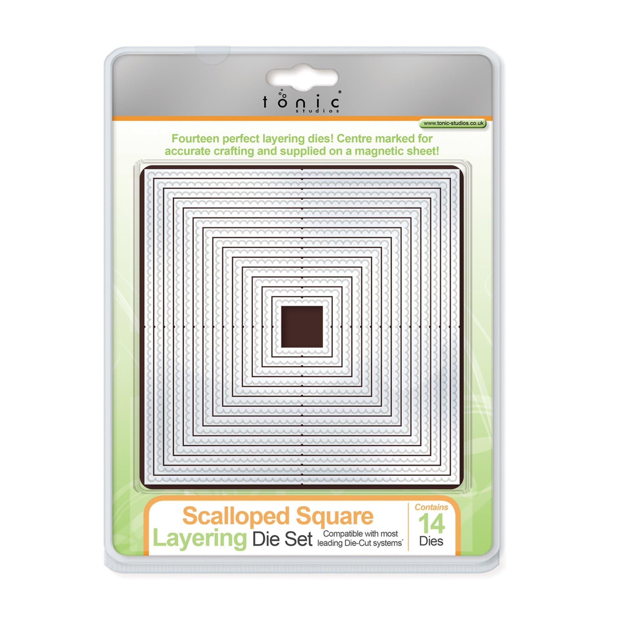 Tonic Studios 482E Scalloped Square Layering Die Set, White