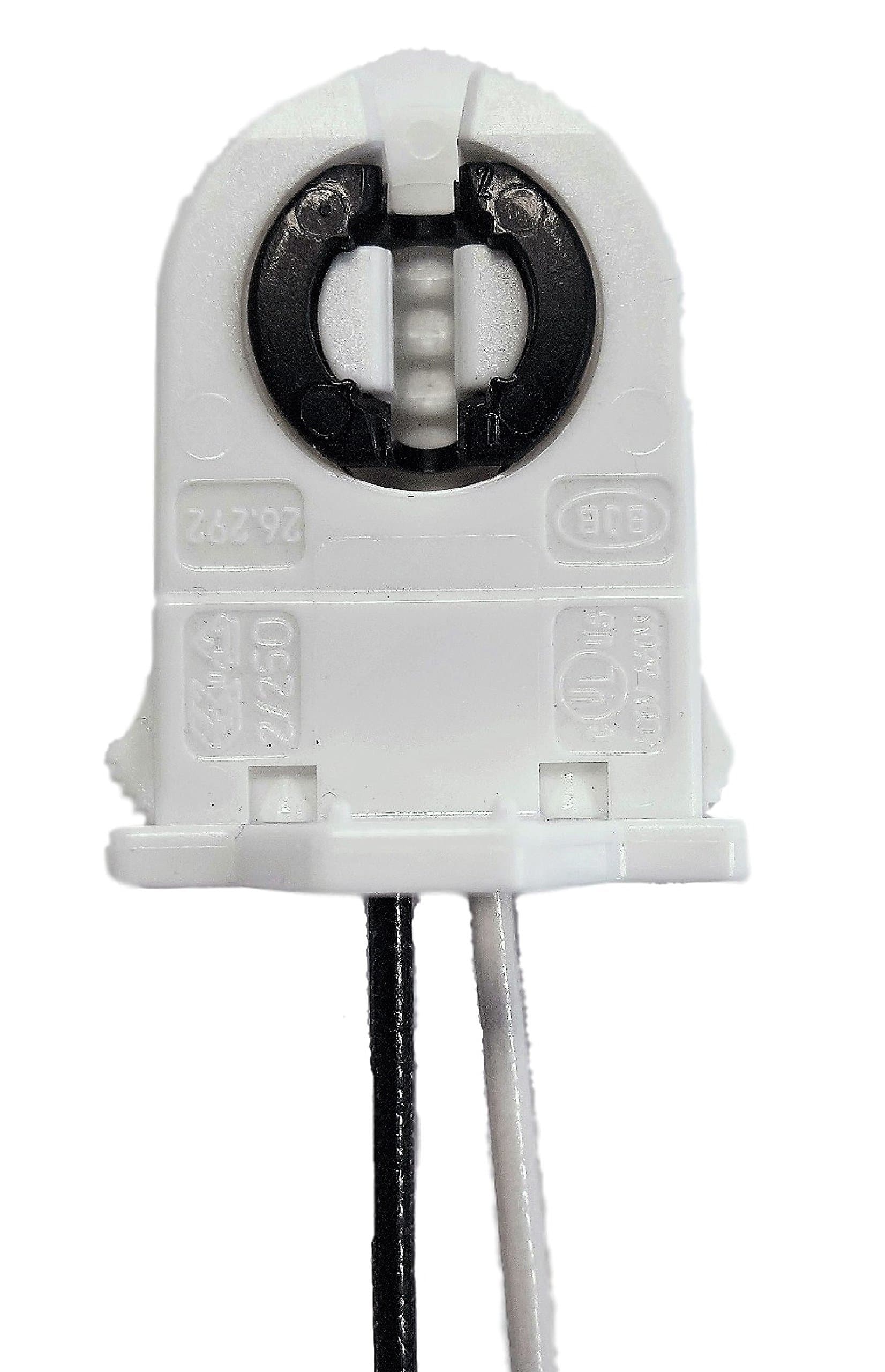 Pack of 15 - UL Listed Non-Shunted T8 Lamp Holder Socket Tombstone with 12 inches Wires Attached for LED Fluorescent Tube Replacements Turn-Type Lampholder