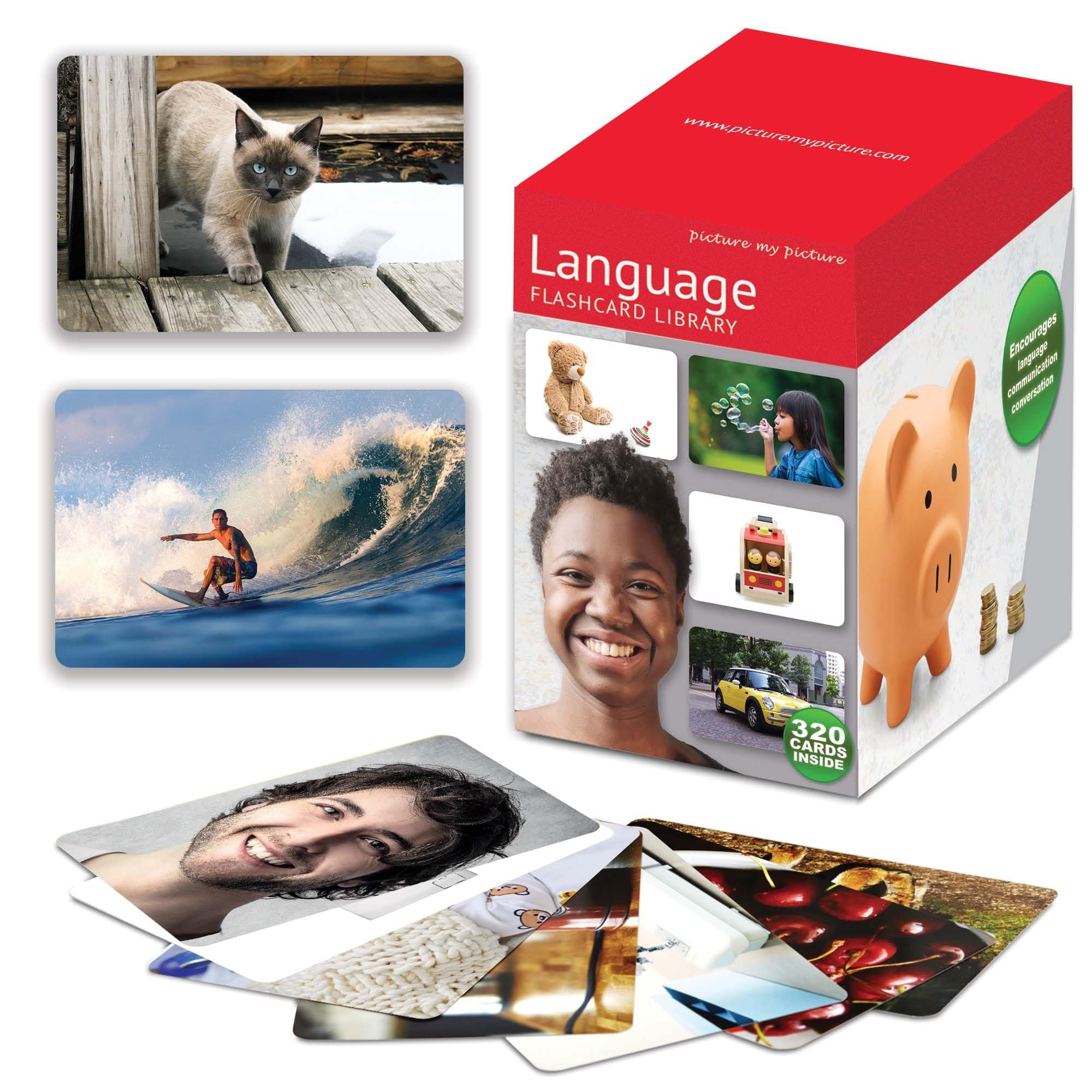 Picture My Picture Language Flash Card Library – Speech Therapy Tool for Vocabulary, Communication & Thinking, Scratch-Resistant with Activity Guide, Suitable for Education, ESL & ABA – Set of 320